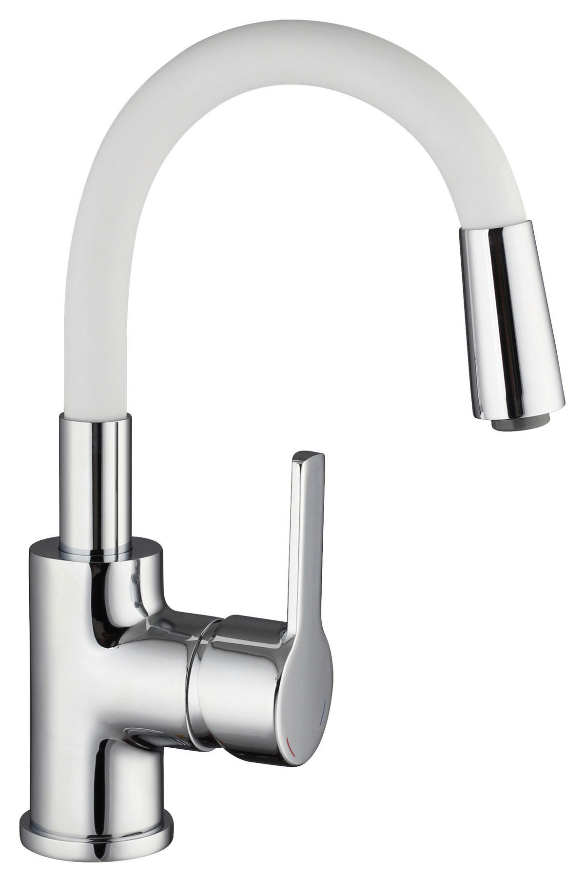 Waschtisch-Armatur silber Waschtischarmatur_Flexo_chrom/weiß - weiß/silber (10,00/27,00/19,00cm) - Eisl