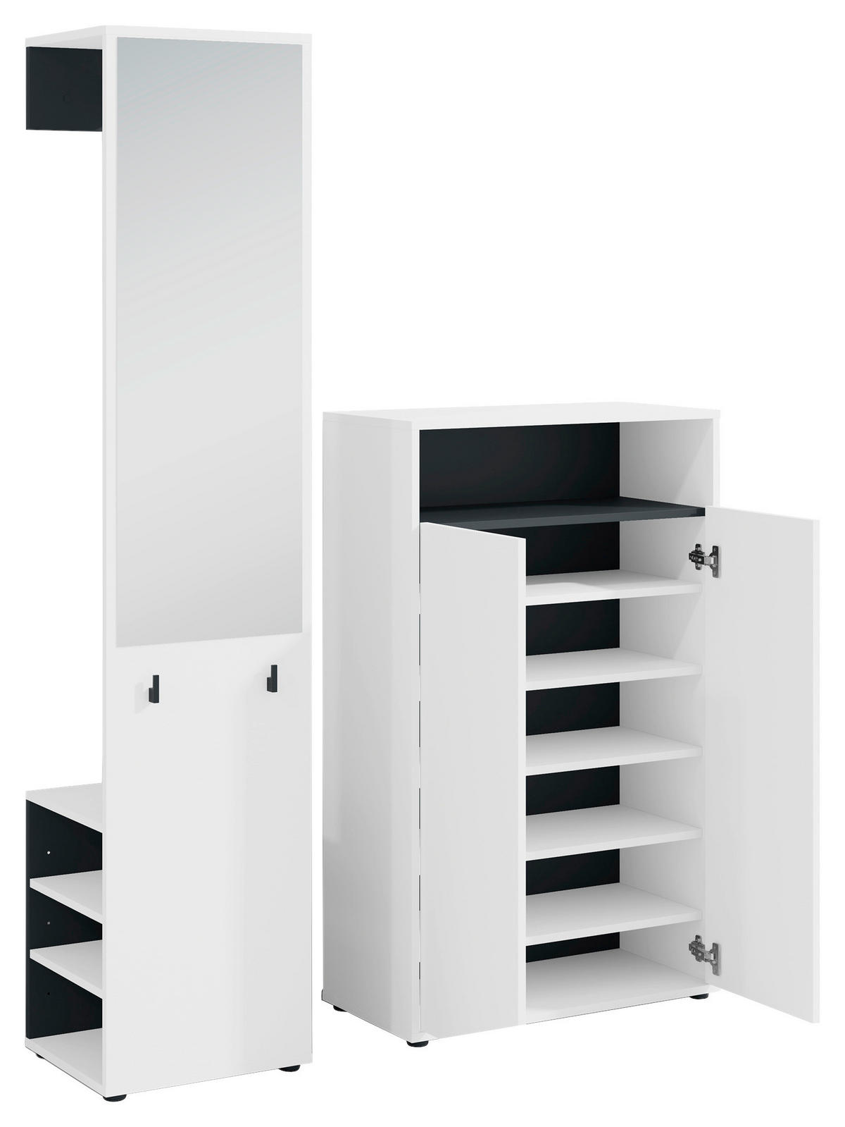 Garderobe Lyon weiß schwarz B/H/T: ca. 70x115x33,5 cm Lyon - weiß/schwarz (70,00/115,00/33,50cm) - byLIVING