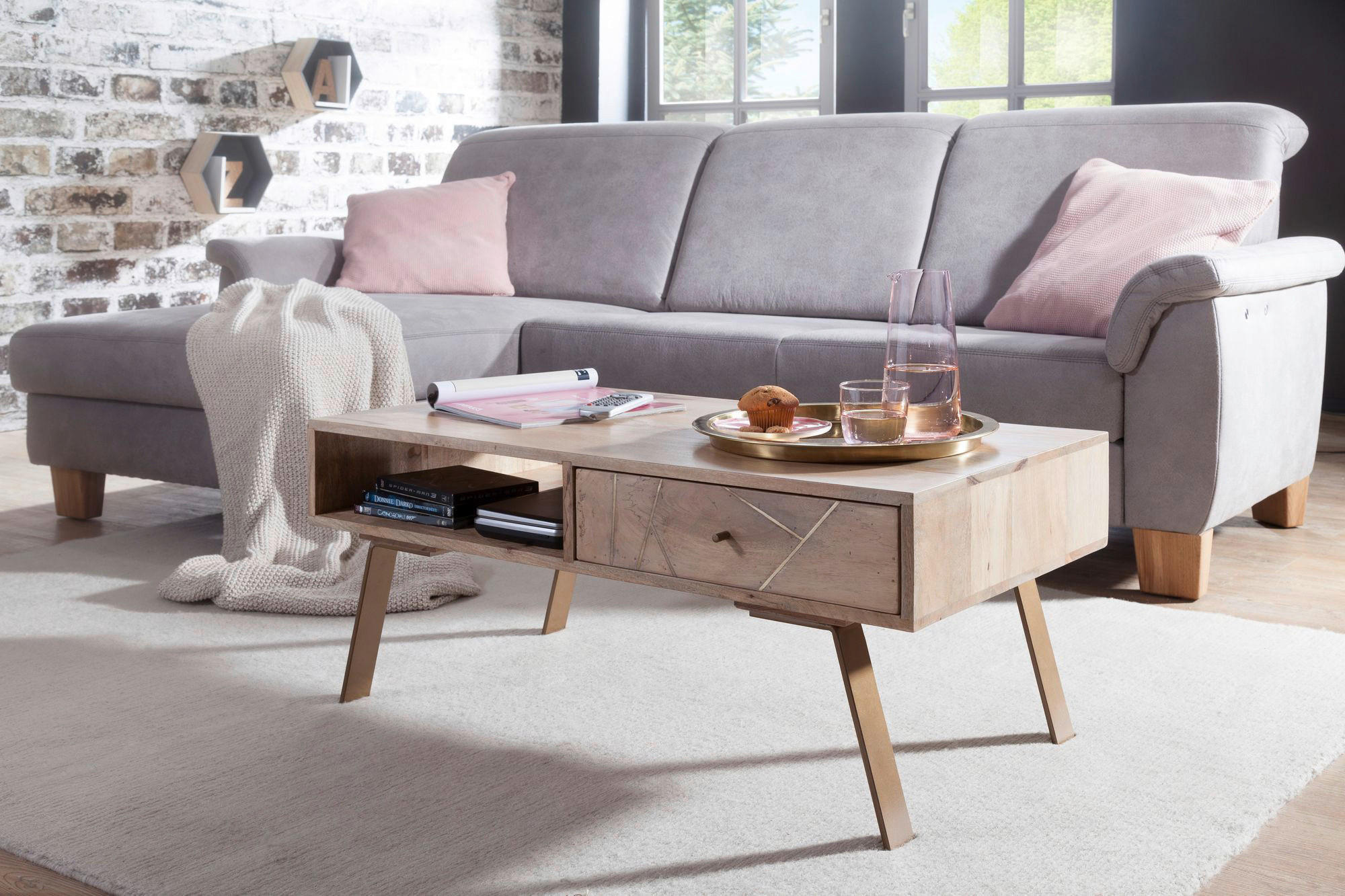 Couchtisch braun B/H/T: ca. 95x42x50 cm Couchtisch - braun (95,00/42,00/50,00cm) - Wohnling