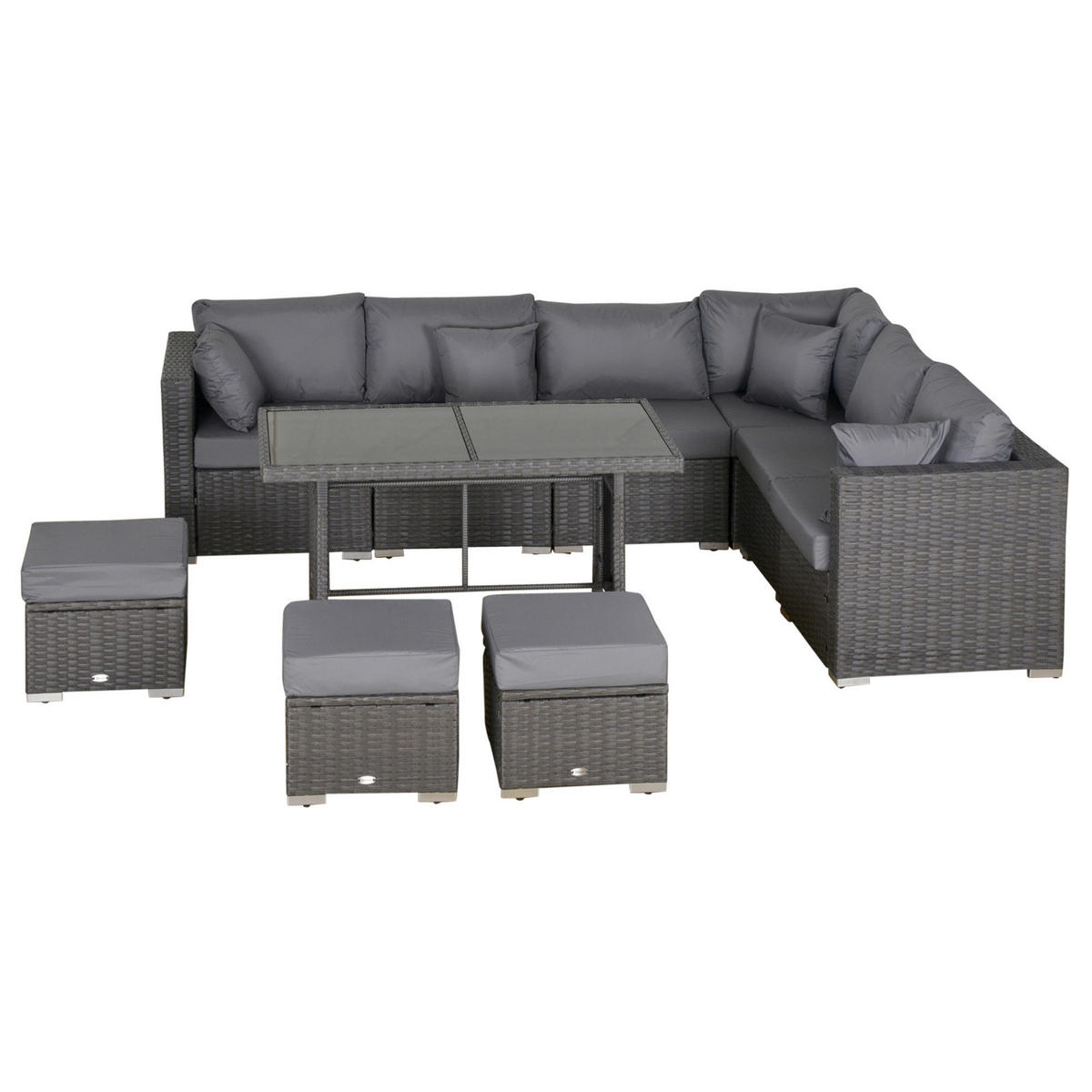Outsunny Sitzgruppe dunkelgrau Polyrattan B/H/L: ca. 68x120x73 cm Gartenmöbel-Set - dunkelgrau (73,00/68,00/120,00cm) - Outsunny