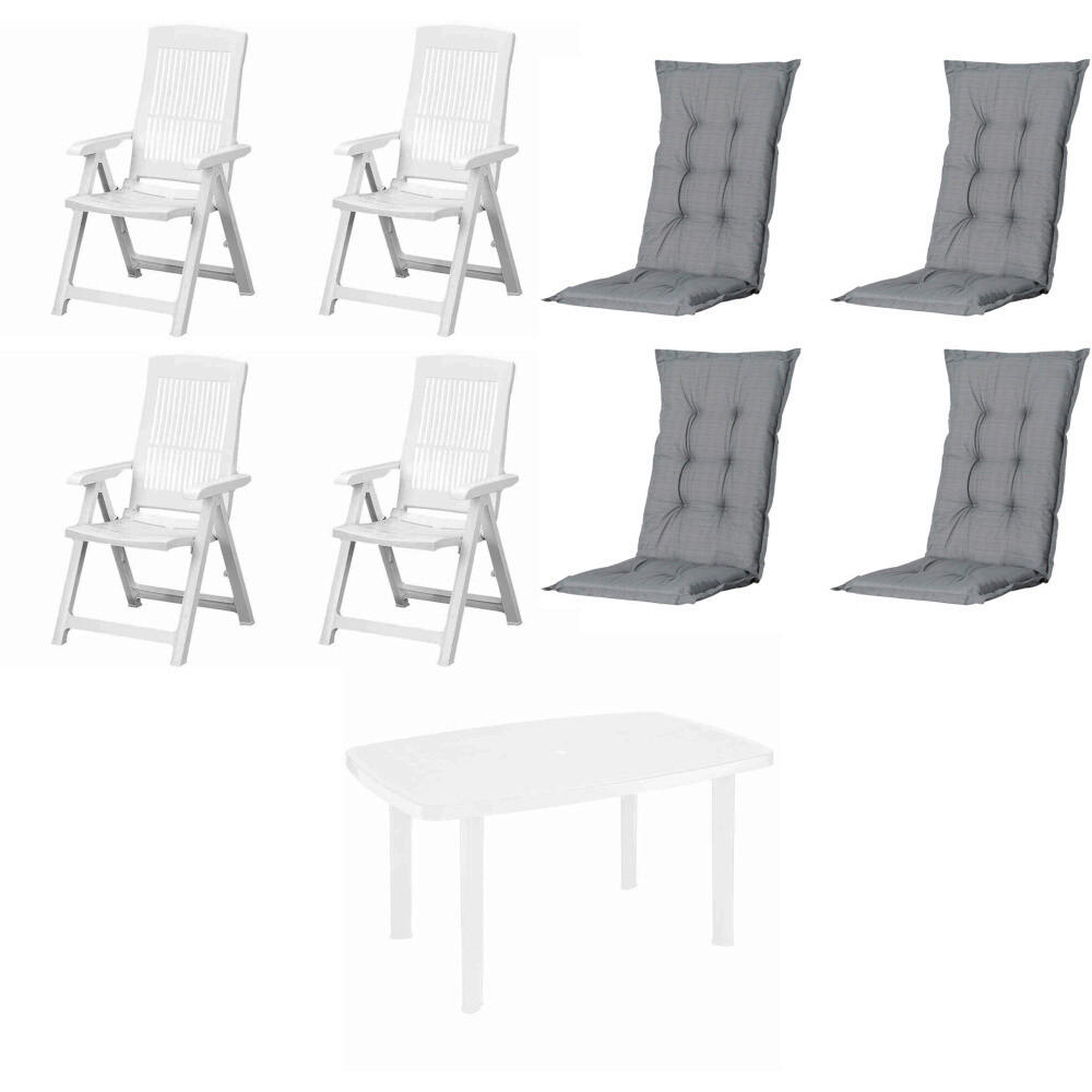 PROGARDEN,MADISON Gartensitzgruppe + Auflagen Tampa grau Kunststoff B/H/L: ca. 90x109x140 cm Tampa - weiß/grau (140,00/90,00/109,00cm) - PROGARDEN,MADISON