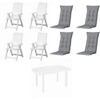 PROGARDEN,MADISON Gartensitzgruppe + Auflagen Tampa grau Kunststoff B/H/L: ca. 90x109x140 cm Tampa - weiß/grau (140,00/90,00/109,00cm) - PROGARDEN,MADISON