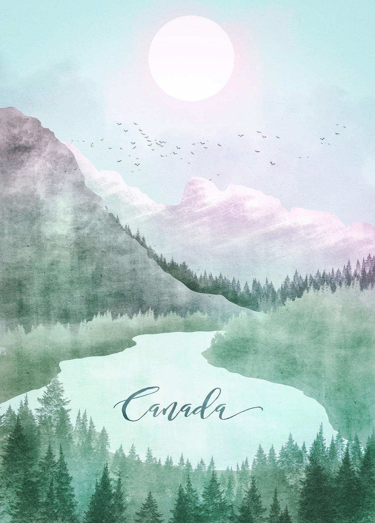 Komar Poster Vintage Travel Canada Landschaft B/L: ca. 50x70 cm Vintage Travel Canada - (50,00/70,00cm) - Komar