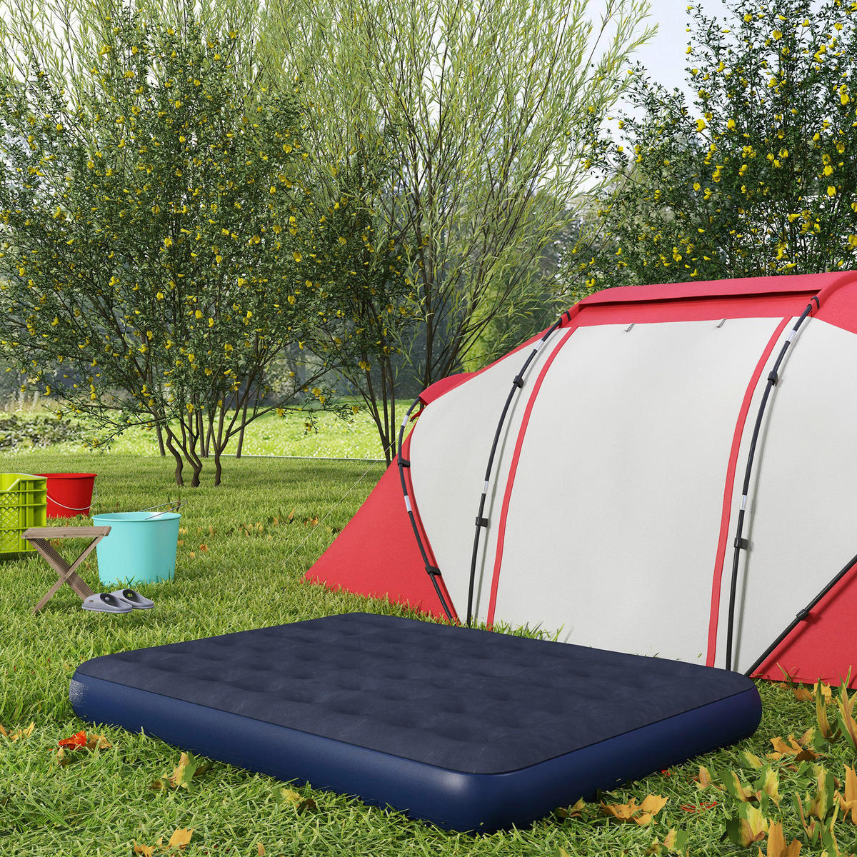 Outsunny Luftmatratze blau Kunststoff B/H/L: ca. 152x22x203 cm Luftmatratze - blau (203,00/152,00/22,00cm) - Outsunny