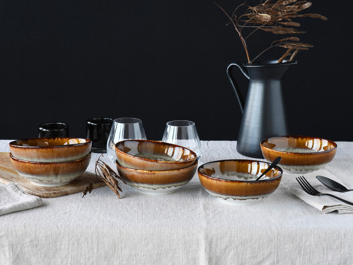 CreaTable Schüssel-Set Cascade braun Steinzeug Cascade - braun - CreaTable