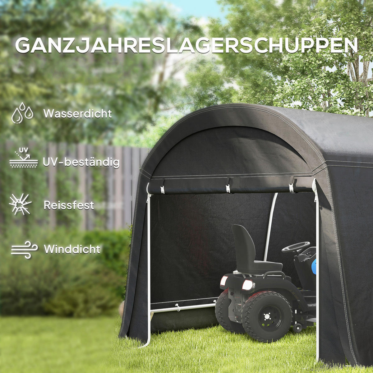 Outsunny Gerätezelt dunkelgrau Kunststoff B/H/L: ca. 600x230x300 cm Gerätezelt - dunkelgrau (300,00/600,00/230,00cm) - Outsunny