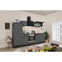 Respekta Küchenblock Premium grau hochglänzend B/H/T: ca. 280x200x60 cm Premium - Eiche/grau (280,00/200,00/60,00cm) - Respekta