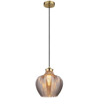 GLOBO Pendelleuchte gold schwarz Rauch Metall Textil Glas H/D: ca. 120x25 cm E27 1 Brennstellen JESSICA - gold/schwarz (25,00/120,00cm) - GLOBO