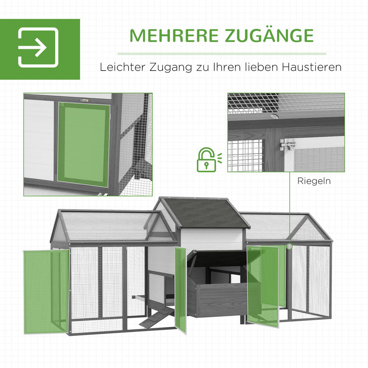 PawHut Stall grau Edelstahl B/H/L: ca. 125x247x113,5 cm Hühnerstall - grau (113,50/125,00/247,00cm) - PawHut
