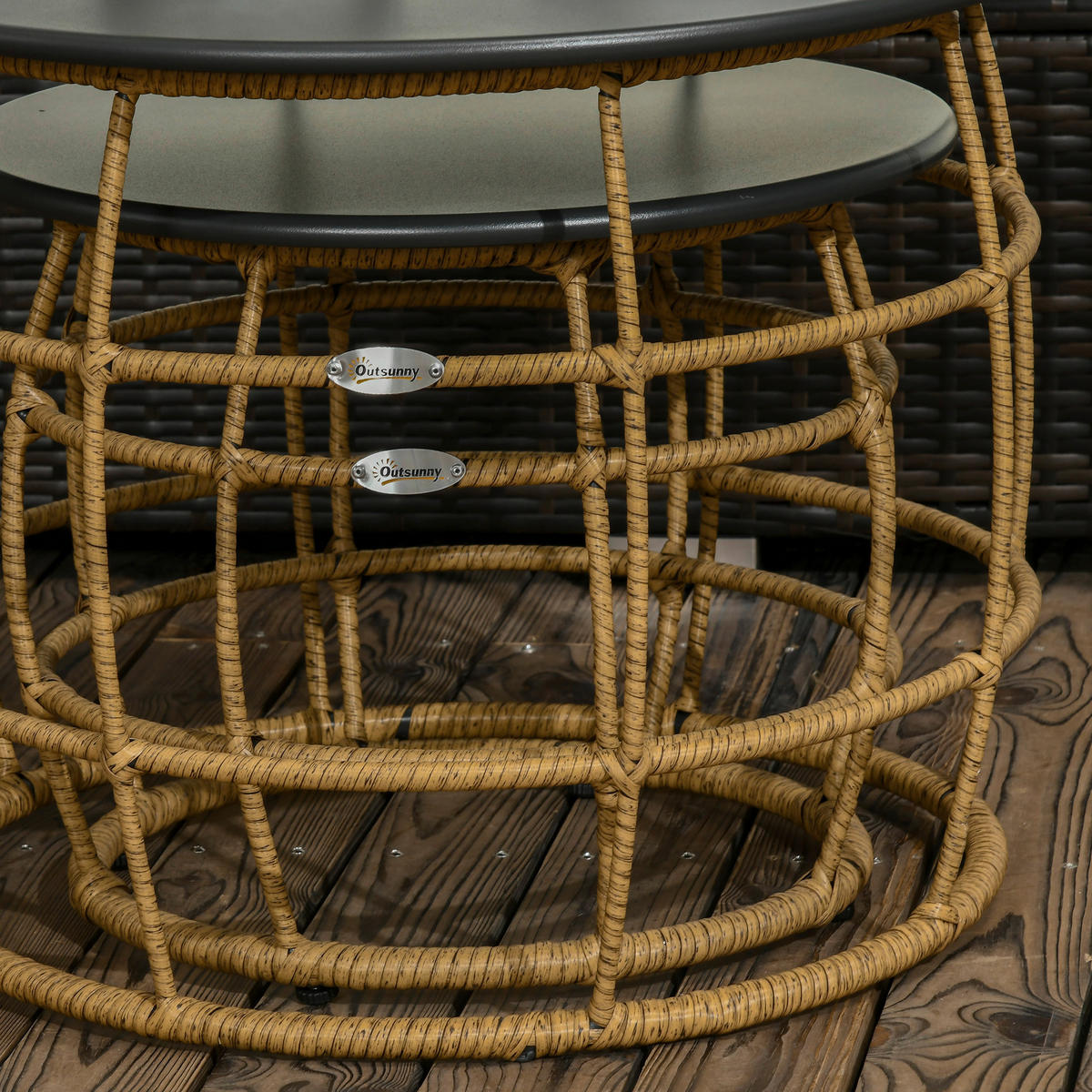Outsunny Beistelltisch sand Polyrattan B/H/L: ca. 60x60x47 cm Rattan_Beistelltisch-Set - sand (47,00/60,00/60,00cm) - Outsunny