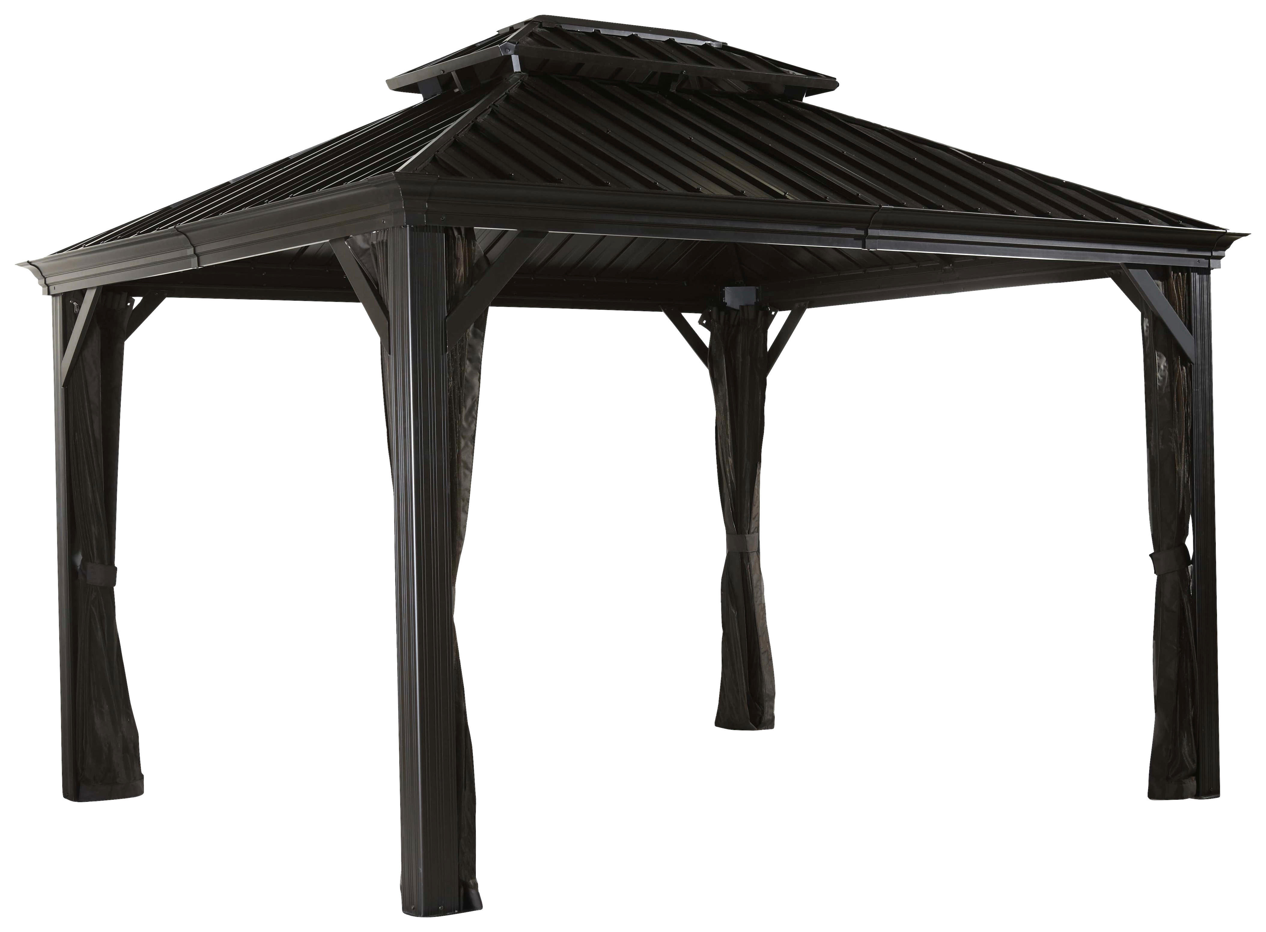 Sojag Pavillon-Vorhang-Set Messina/Mykonos dunkelgrau Polyester Messina/Mykonos - dunkelgrau - Sojag