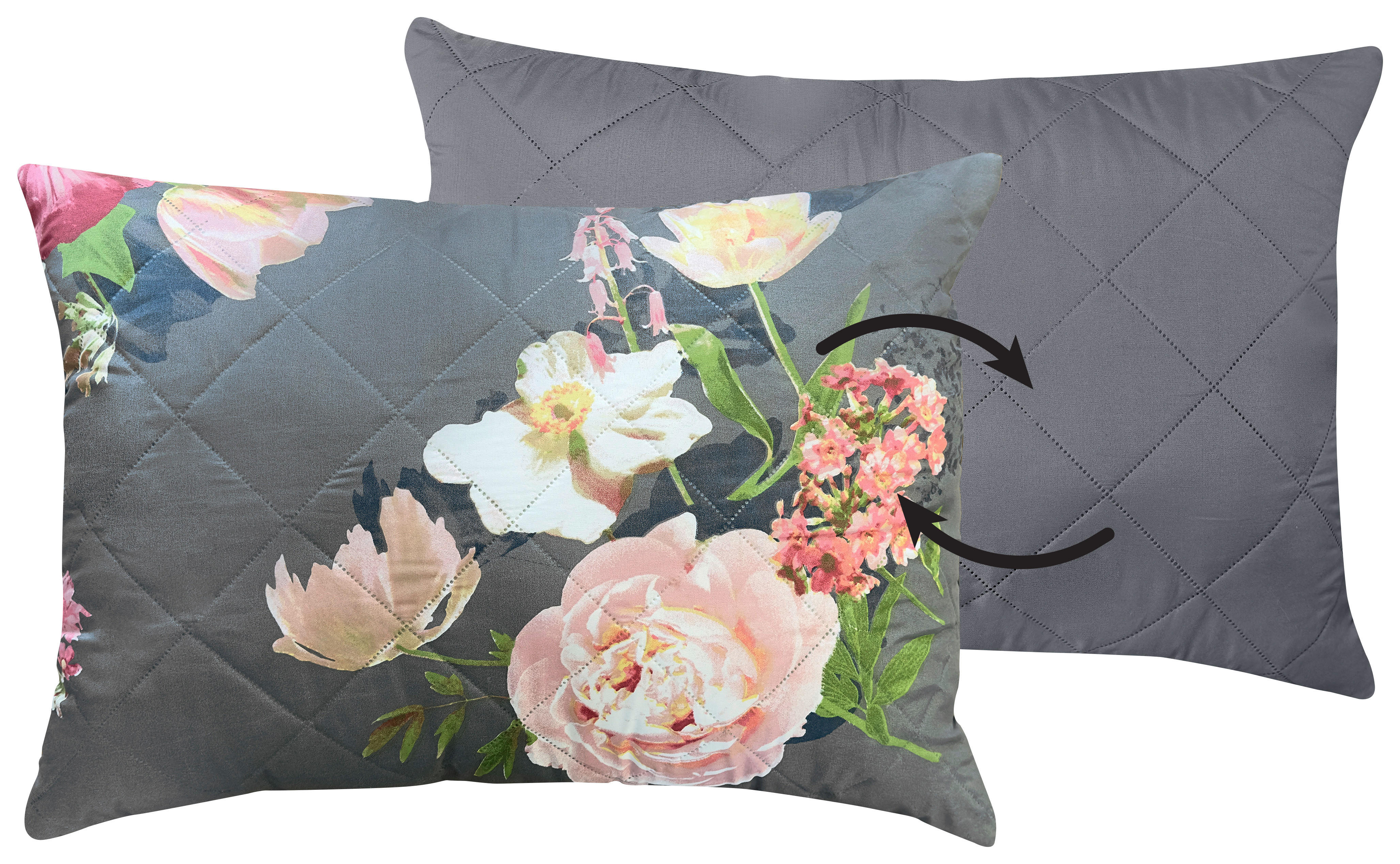 Dekokissen Dekokissen_Sonic Floral 50x70cm - anthrazit/rosa (50,00/70,00cm)
