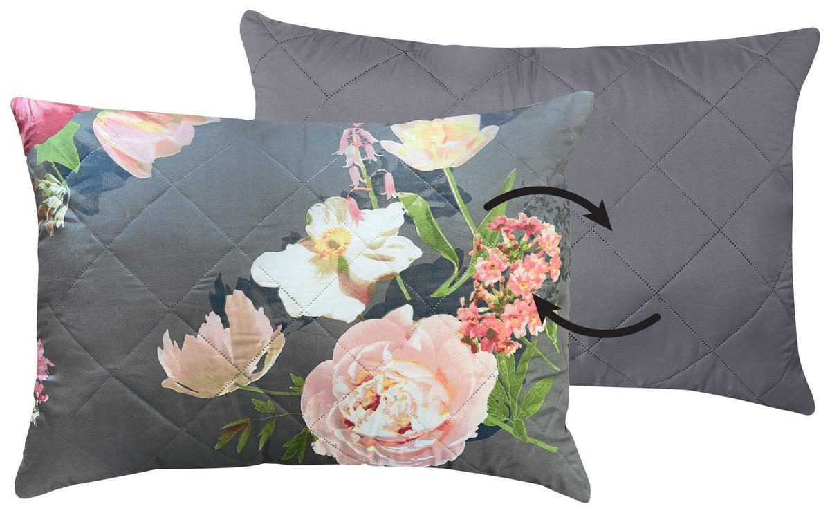 Dekokissen Dekokissen_Sonic Floral 50x70cm - anthrazit/rosa (50,00/70,00cm)