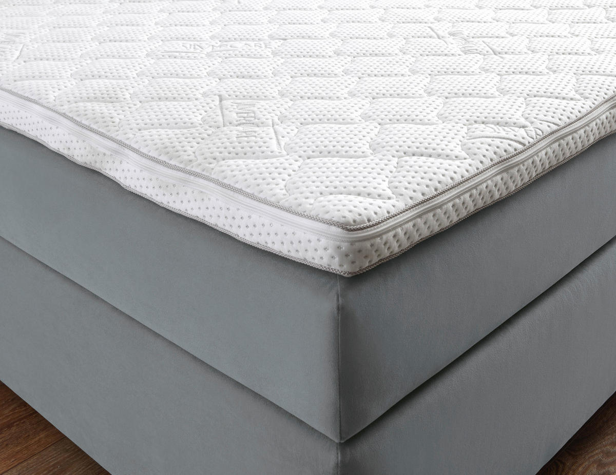 Boxspringbett Nairobi hellgrau Liegefläche B/L: ca. 180x200 cm Nairobi - hellgrau/Chrom (191,00/111,00/210,00cm)