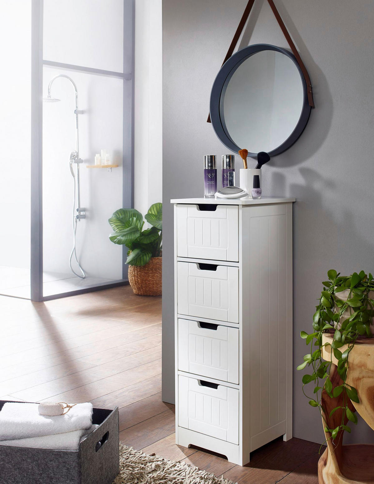 Badkommode weiß B/H/T: ca. 30x83x30 cm Badschrank PATTI - weiß (30,00/83,00/30,00cm) - Wohnling