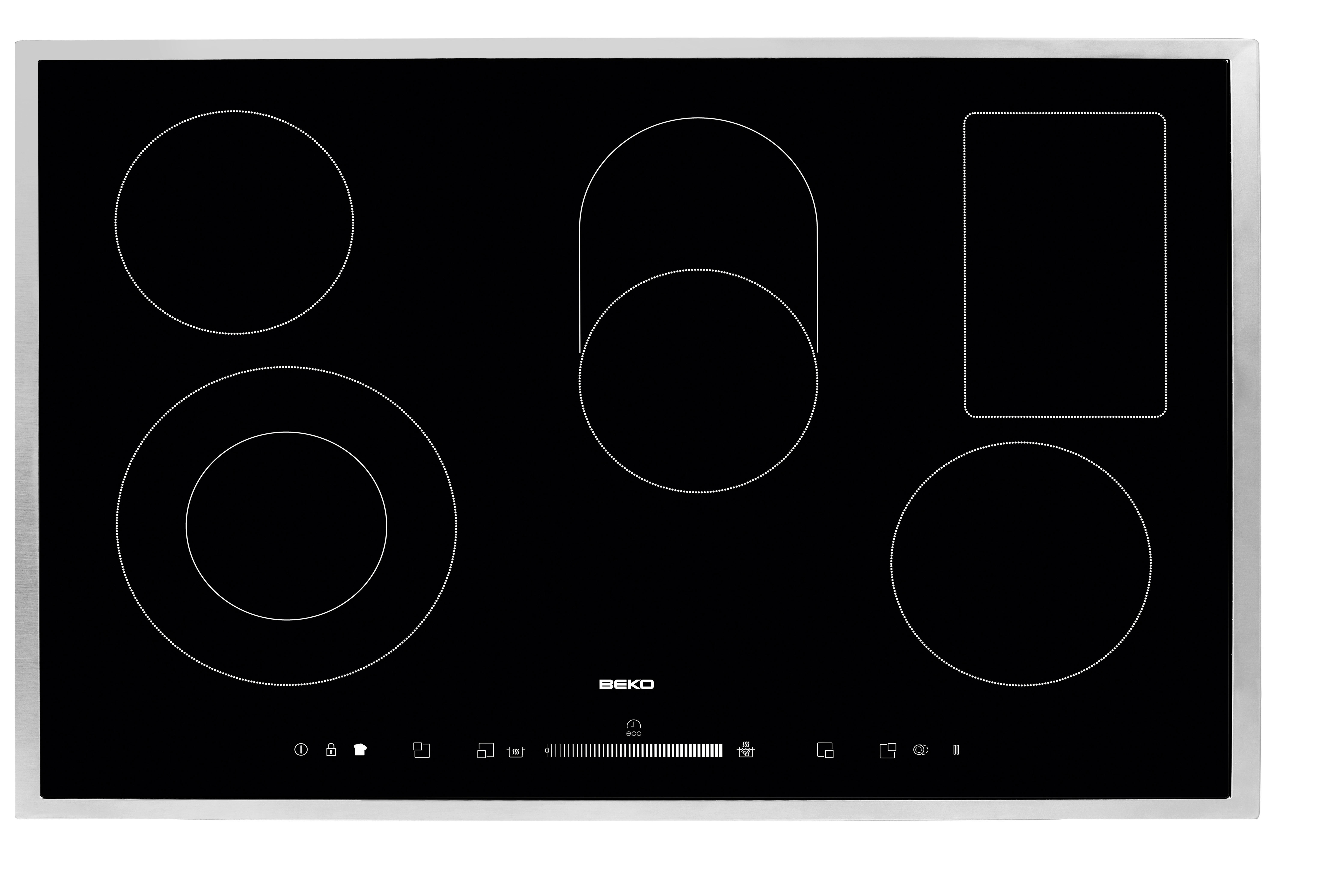beko Glaskeramikkochfeld HIC85502 schwarz Glas Edelstahl B/H/T: ca. 77x5,5x51 cm HIC85502 - schwarz/Edelstahl (77,00/5,50/51,00cm) - Beko