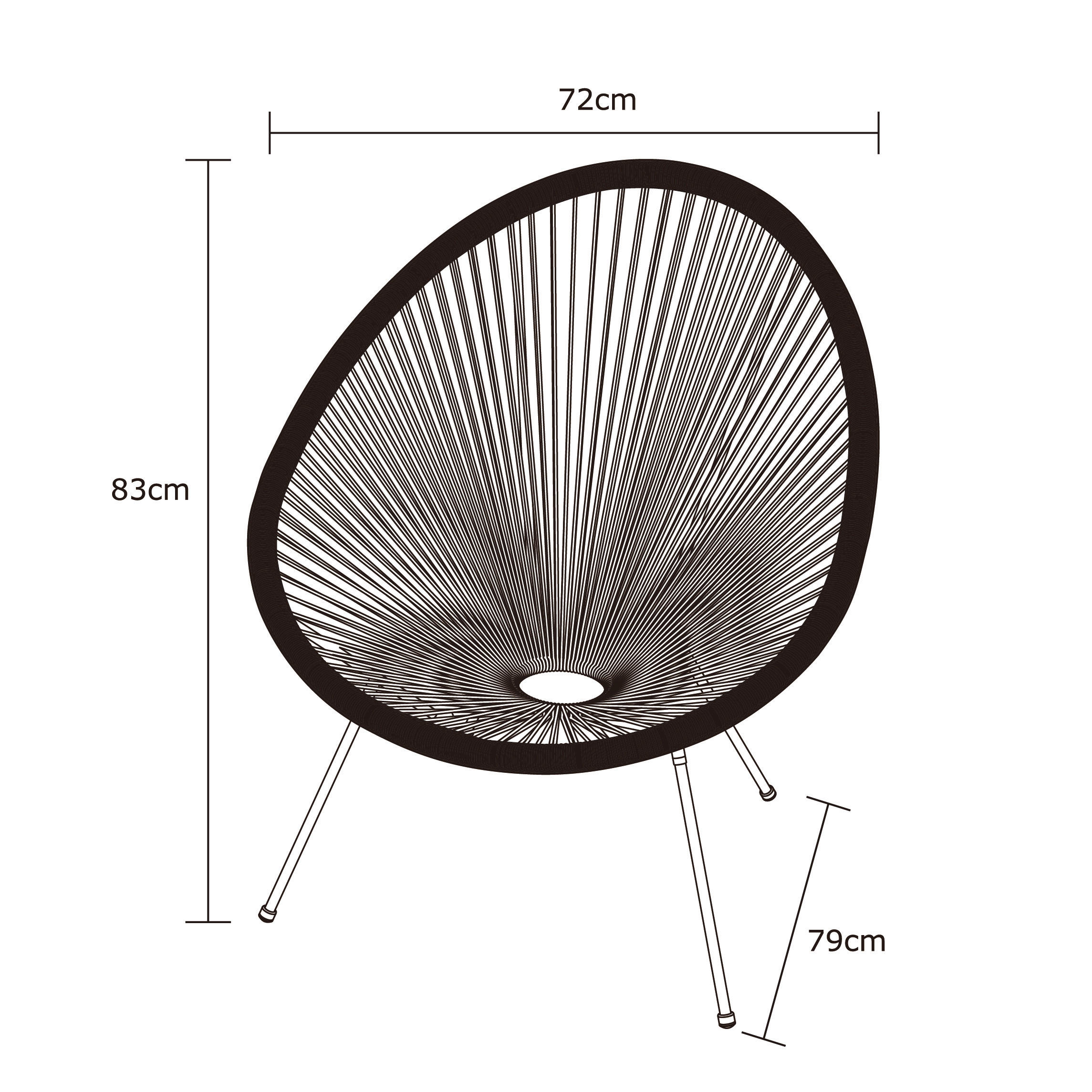 POCOline Gartensessel Acapulco grau Stahlrohr B/H/L: ca. 79x83x73 cm Acapulco - grau (73,00/79,00/83,00cm) - POCOline