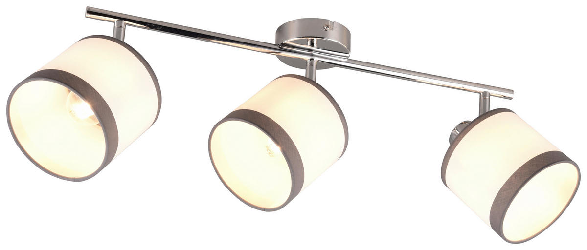 Reality Spotbalken R81553006 Davos weiß Chrom Stoff Metall B/H/T/D: ca. 58x23x16x12 cm E14 3 Brennstellen Davos - weiß/Chrom (58,00/23,00/16,00cm) - Reality