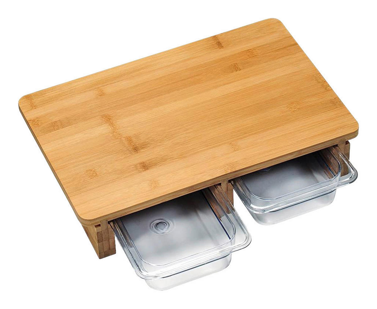 Kesper Schneidebrett mit Auffangschale Schneidbrett_2_Auffangschalen - natur/transparent (41,00/8,00/26,50cm) - Kesper