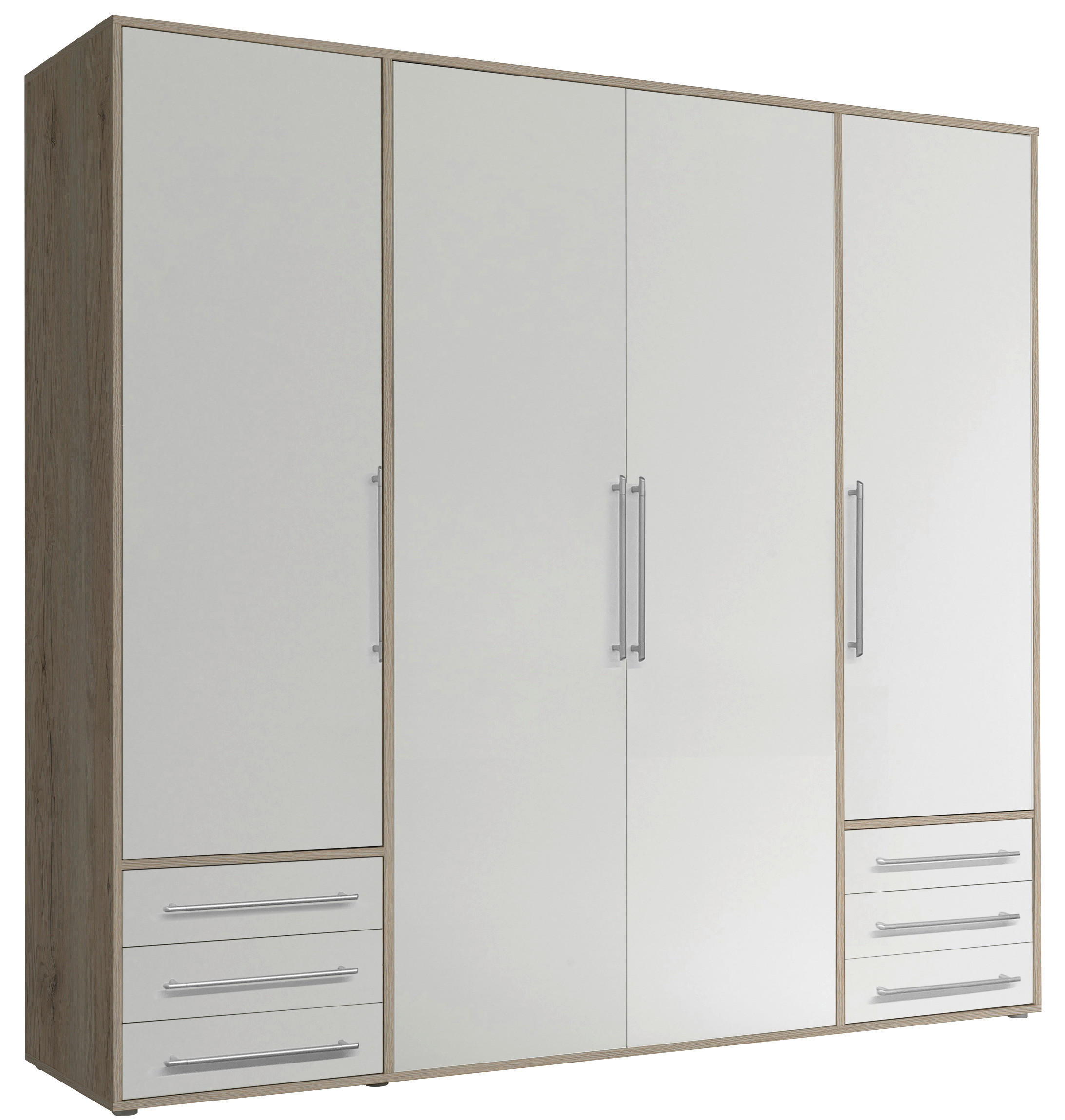 Kleiderschrank Lyss Eiche San-Remo Nachbildung weiß B/H/T: ca. 205x194x58 cm Lyss - Eiche/weiß (205,00/194,00/58,00cm)