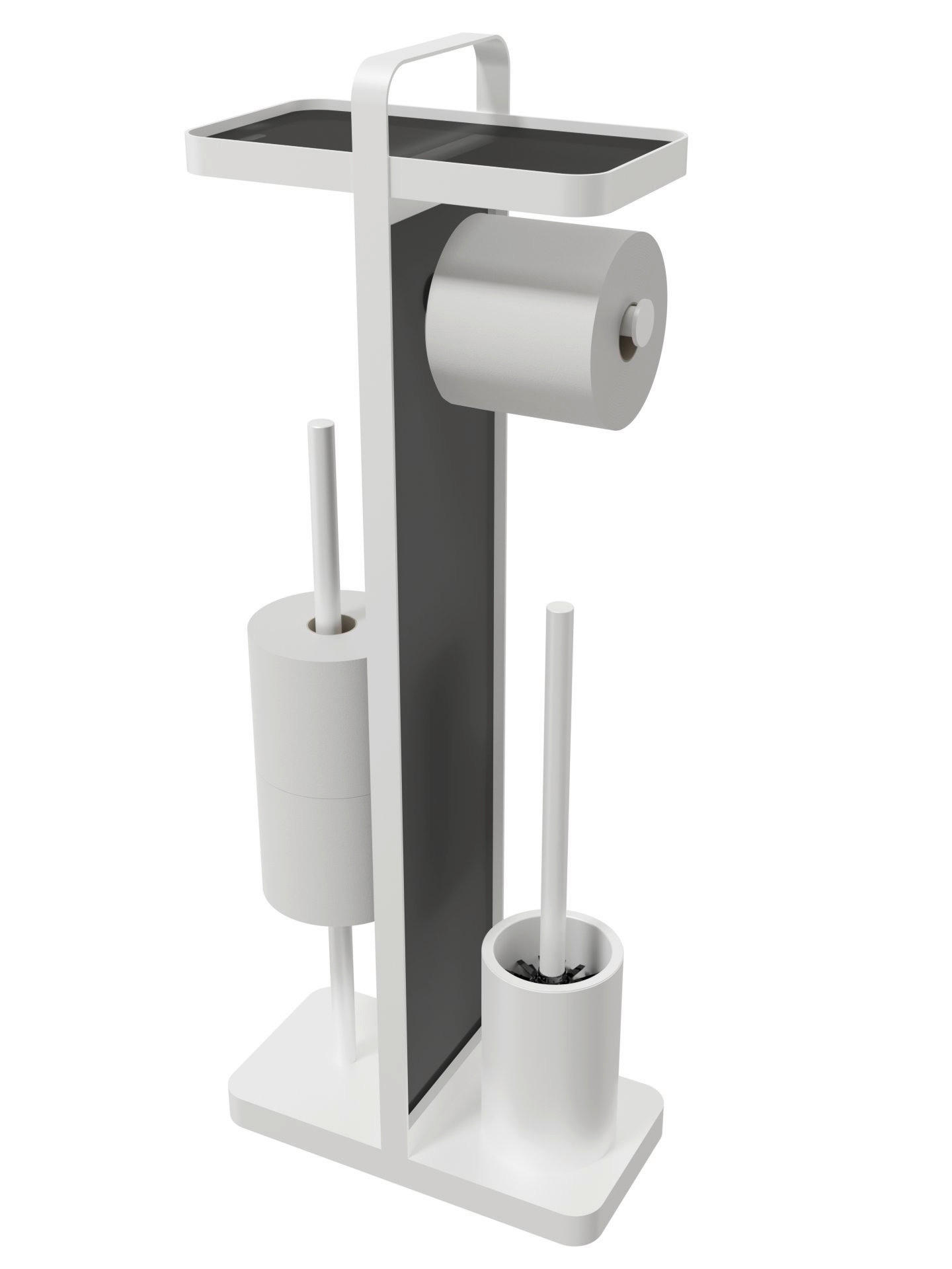 Stand-WC-Garnitur weiß Glas Stand-WC-Garnitur_4in1 - weiß (28,00/14,00/71,50cm)