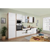 Respekta Küchenblock Premium weiß hochglänzend B/H/T: ca. 345x220,5x60 cm Premium - Eiche/weiß (345,00/220,50/60,00cm) - Respekta