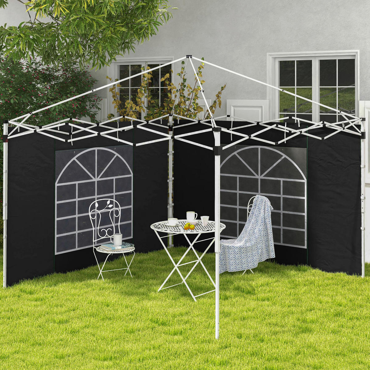 Outsunny Seitenteile für Pavillon schwarz Polyester B/H/L: ca. 295x195x0,01 cm Seitenteile für Pavillon - schwarz (0,01/295,00/195,00cm) - Outsunny
