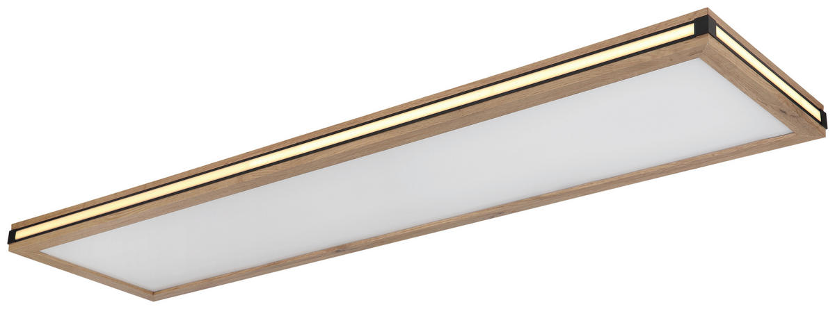 GLOBO LED-Deckenleuchte weiß dunkelbraun mattschwarz MDF Metall Kunststoff B/H/T: ca. 30x7,5x120 cm CARLA - dunkelbraun/weiß (30,00/7,50/120,00cm) - GLOBO