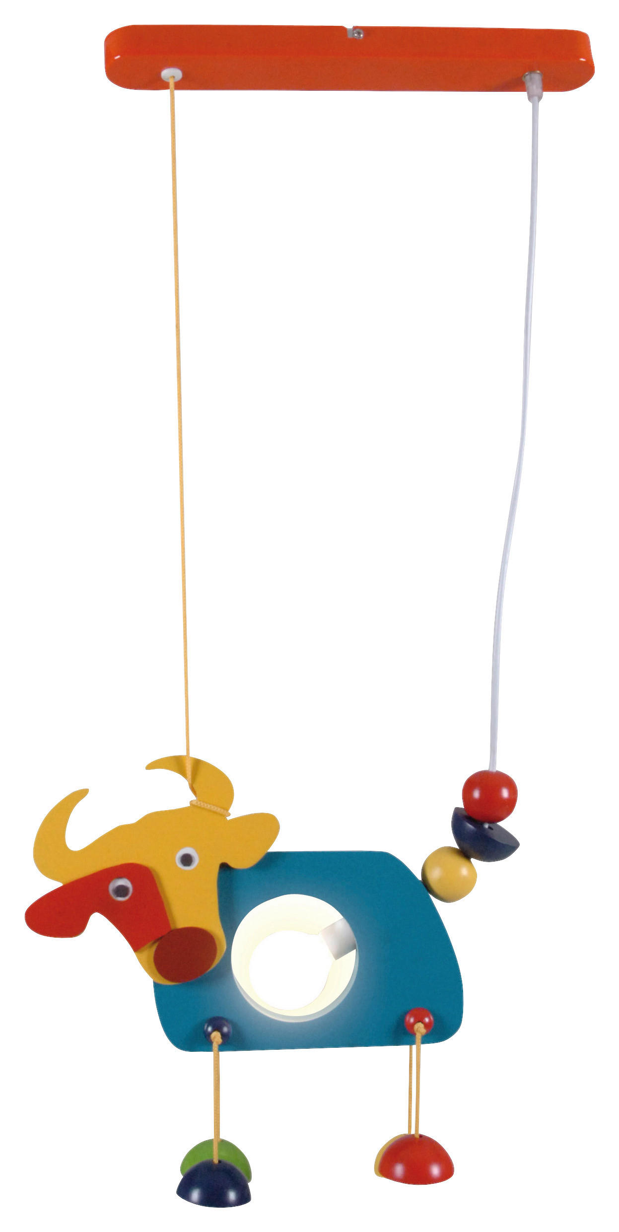Näve Leuchten Pendelleuchte 730761 multicolor Holz H/T: ca. 85x37 cm E14 1 Brennstellen Kuh Emma - multicolor (37,00cm) - Näve Leuchten