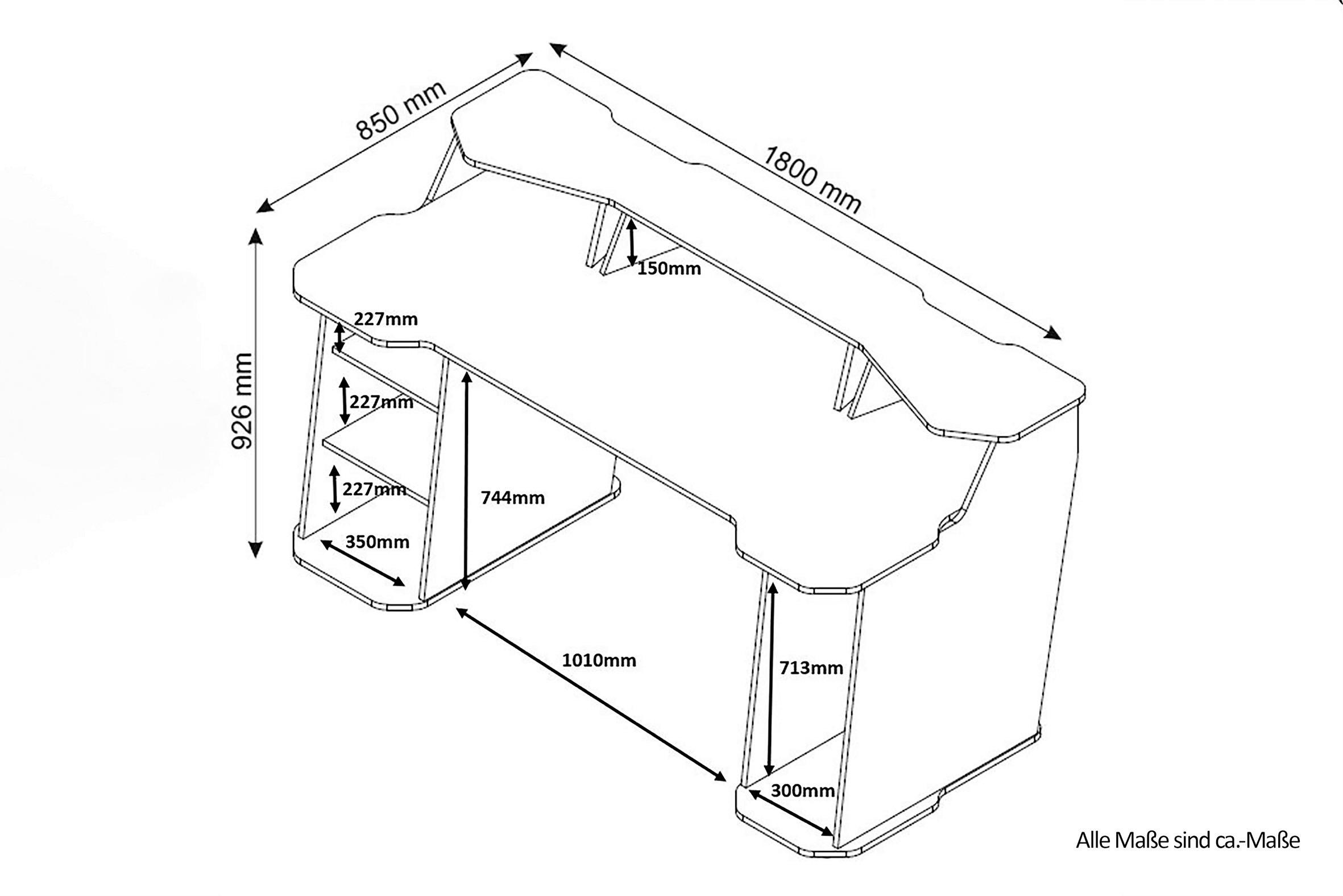 Schreibtisch MATRIX anthrazit weiß B/H/T: ca. 180x76,96x85 cm MATRIX - weiß/anthrazit (180,00/76,96/85,00cm) - byLIVING