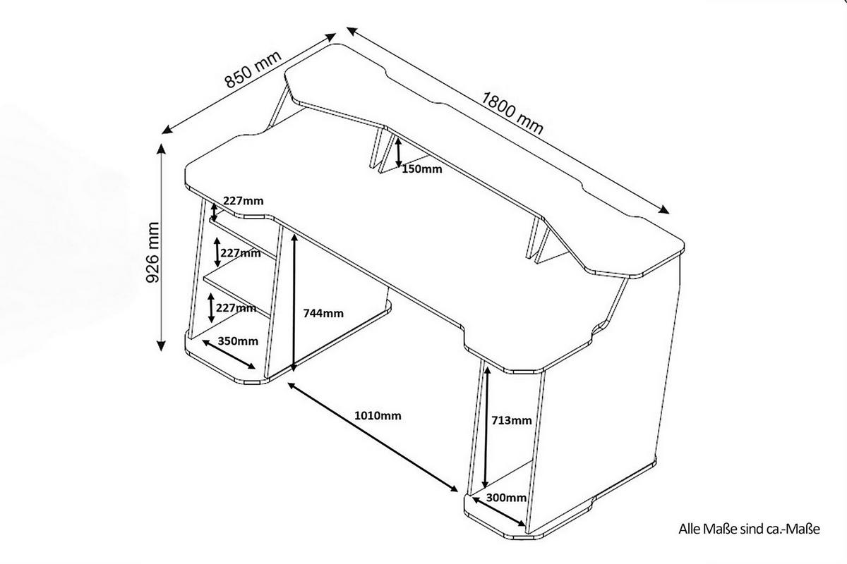 Schreibtisch MATRIX anthrazit weiß B/H/T: ca. 180x76,96x85 cm MATRIX - weiß/anthrazit (180,00/76,96/85,00cm) - byLIVING