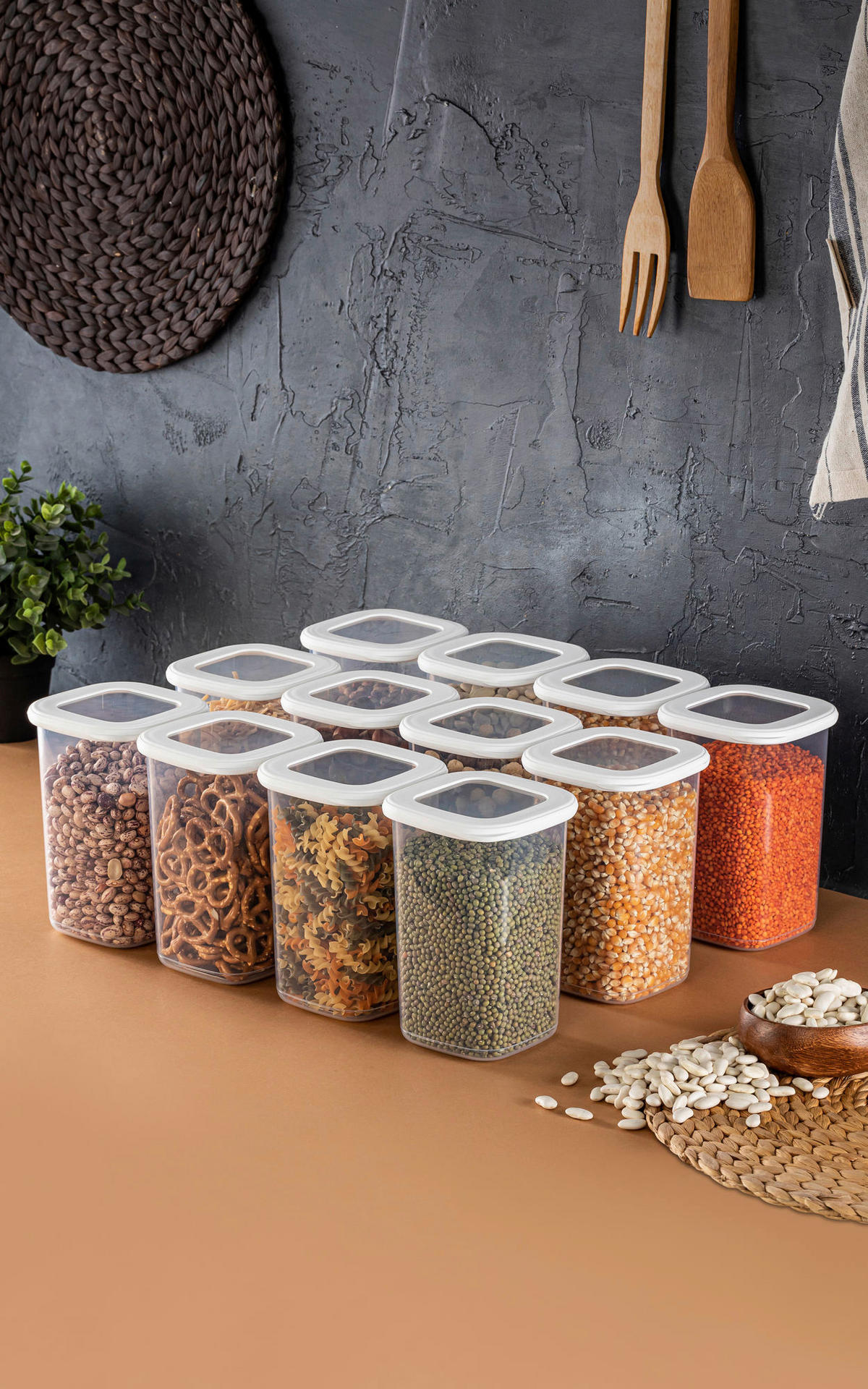 HermiaConcept Vorratsdosenset 12-tlg. weiß B/H/T/L/D: ca. 10x16,5x10x10x10 cm 12-tlg. - weiß (10,00/10,00/16,50cm) - HermiaConcept