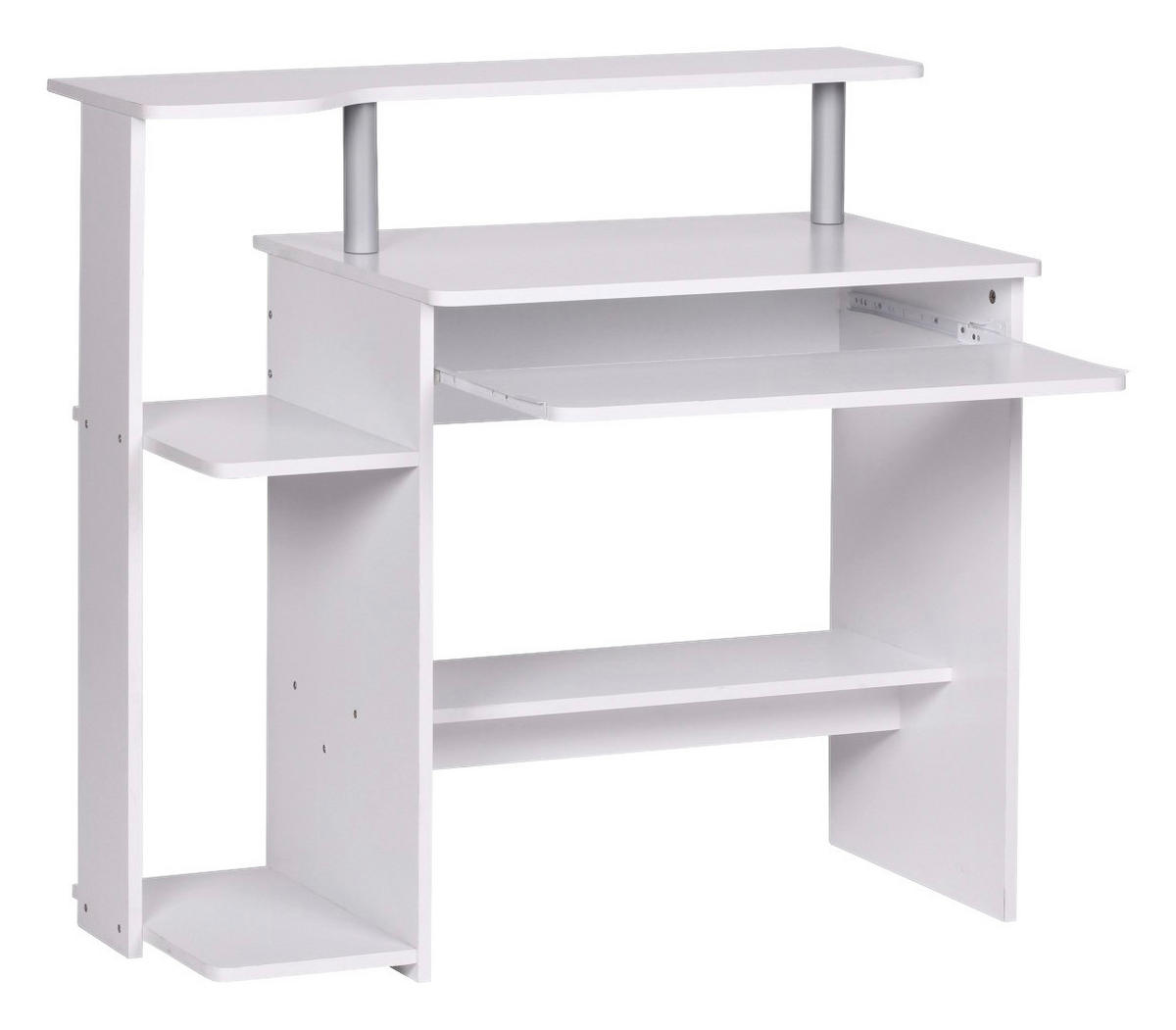 Computertisch weiß B/H/T: ca. 94x90,5x48,5 cm Computertisch - weiß (94,00/90,50/48,50cm) - Wohnling