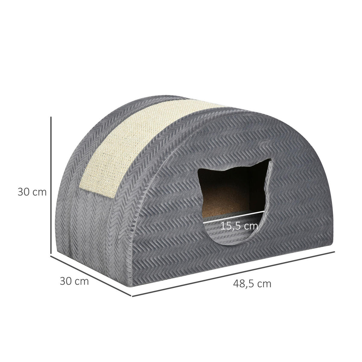 PawHut Katzen-Zubehör grau Edelstahl B/H/L: ca. 30x48,5x30 cm Katzenhöhle - grau (30,00/30,00/48,50cm) - PawHut