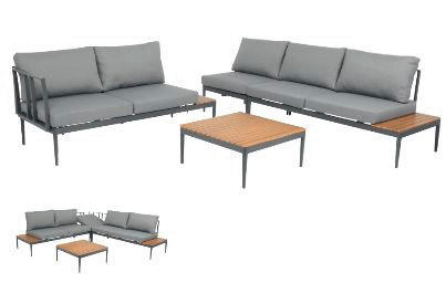 Acamp Loungeset Paros anthrazit Akazie Paros - anthrazit/teak - Acamp