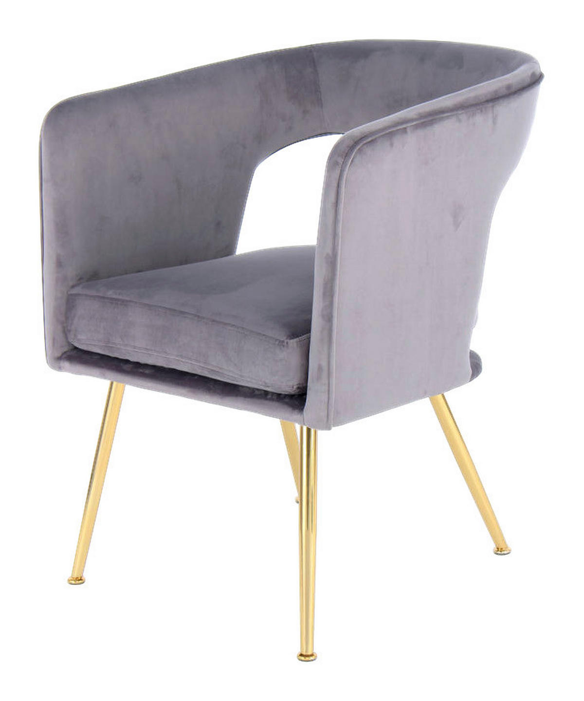 Stuhl Jolene 100 grau Microfaser Samt B/H/T: ca. 60x77x63 cm Jolene 100 - gold/grau (60,00/77,00/63,00cm) - 360 Living