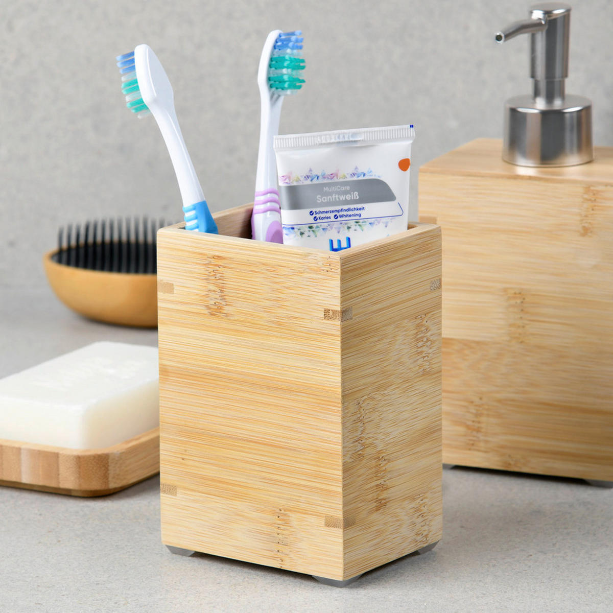 Zahnbürstenhalter natur Edelstahl B/H/L: ca. 6,5x12x8,5 cm Zahnbürstenhalter - natur (8,50/6,50/12,00cm) - Kesper
