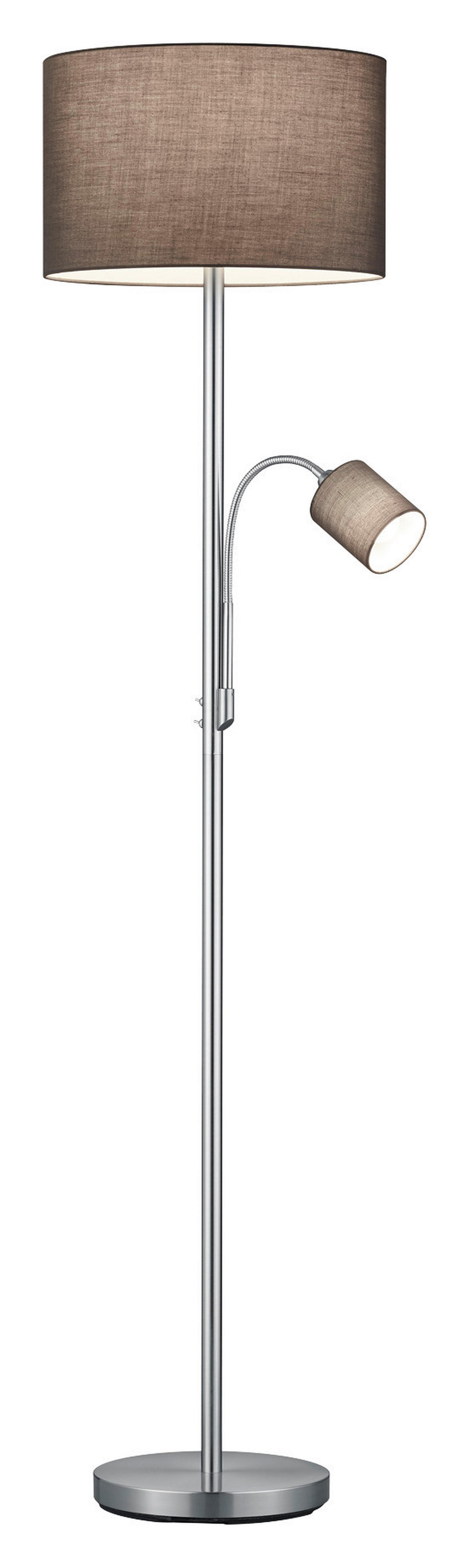 TRIO Stehleuchte 403900211 nickel matt grau Metall Stoff H/D: ca. 170x40 cm E27 2 Brennstellen Hotel - nickel matt/grau (40,00/170,00cm) - Trio