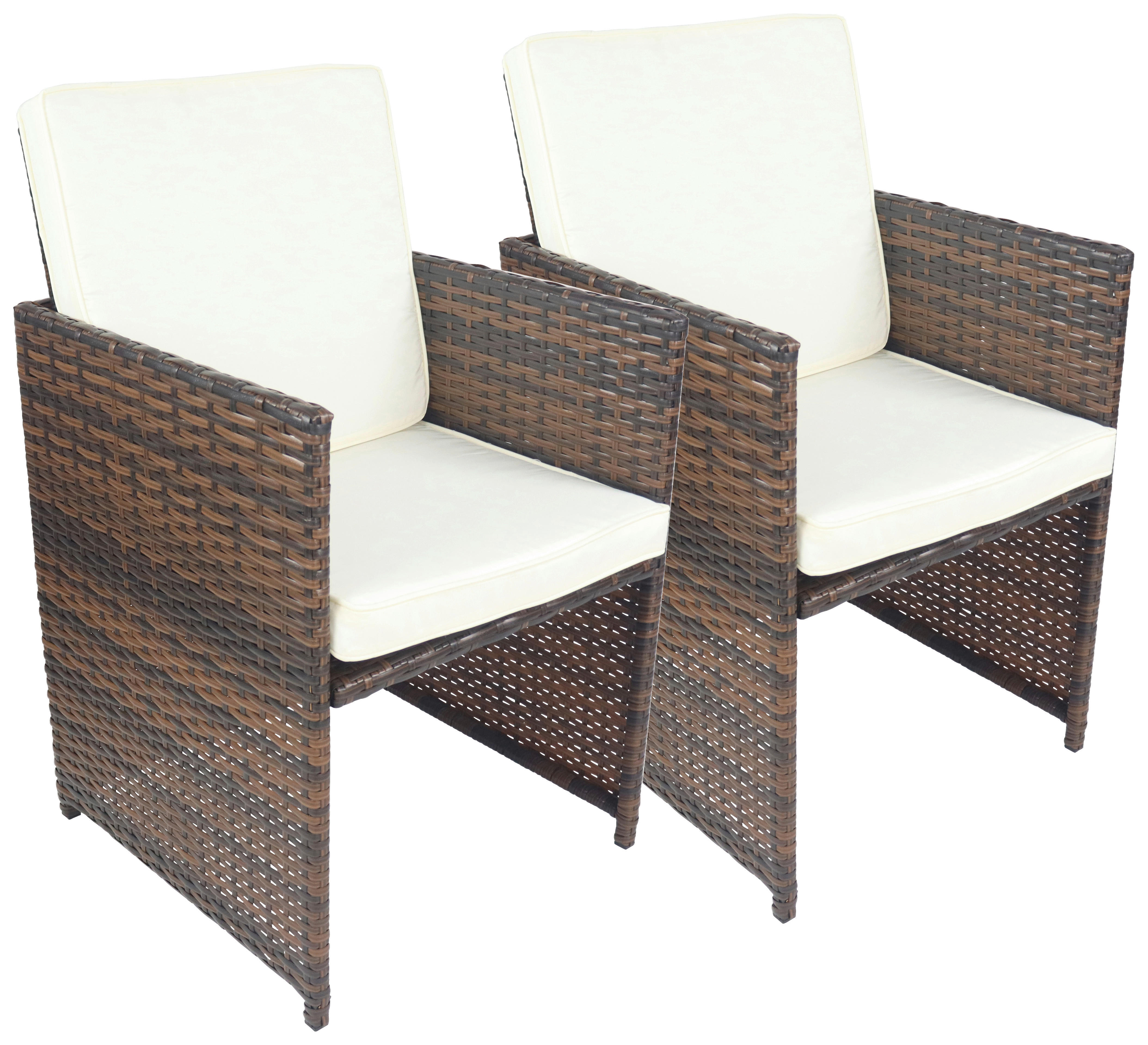 VCM Gartenstuhl 2er Set braun Rattan B/H/L: ca. 53x84x53 cm Gartenstuhl 2er Set Raloso - braun (53,00/53,00/84,00cm) - VCM