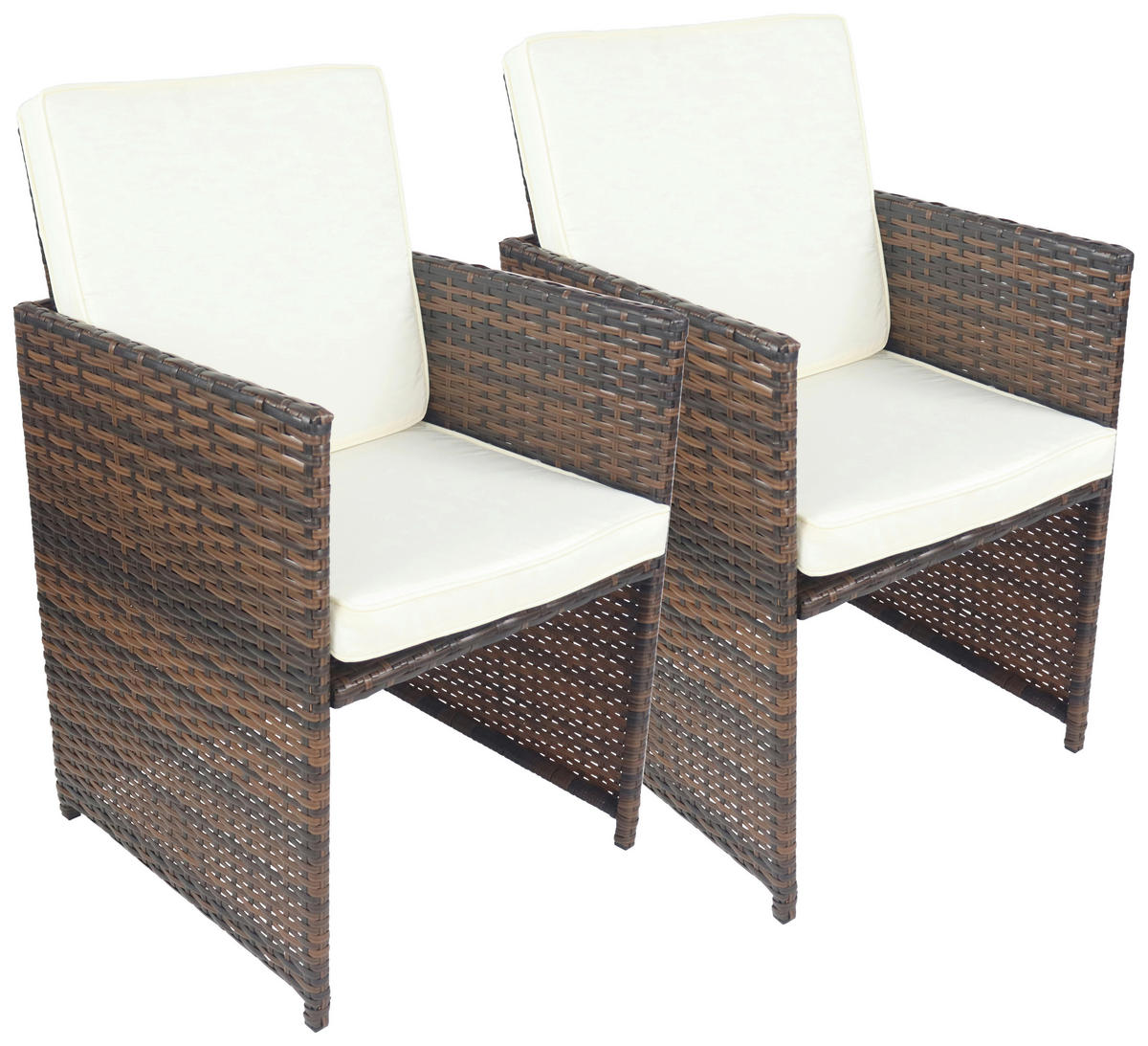 VCM Gartenstuhl 2er Set braun Rattan B/H/L: ca. 53x84x53 cm Gartenstuhl 2er Set Raloso - braun (53,00/53,00/84,00cm) - VCM