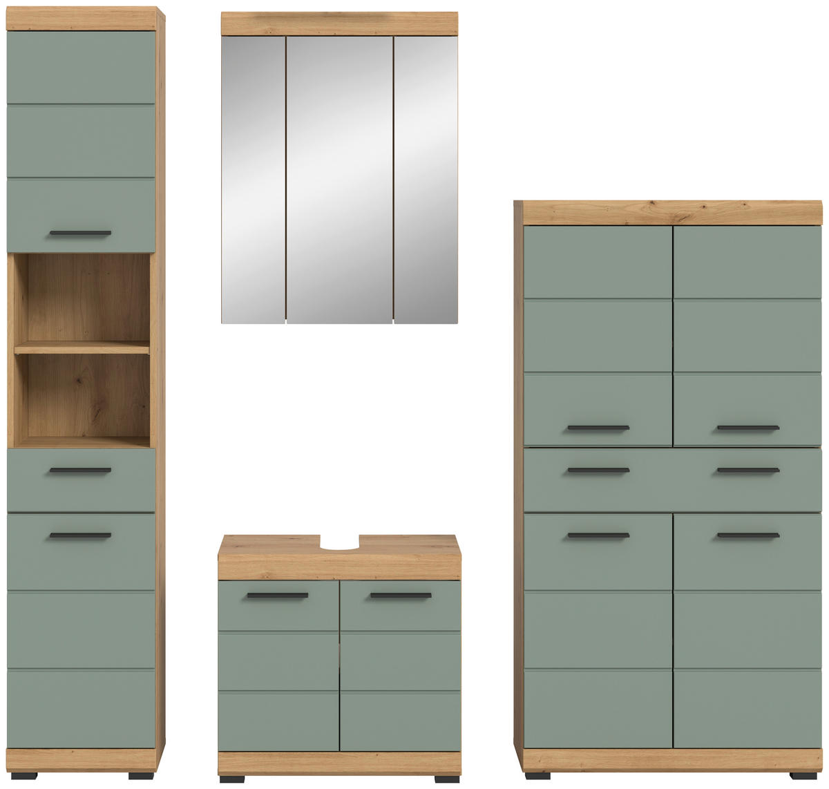 Badezimmer-Set Scout Eiche Artisan Nachbildung salbei Nachbildung B/H/T: ca. 186x191x34 cm Scout - Eiche/salbei (186,00/191,00/34,00cm) - xonox.home