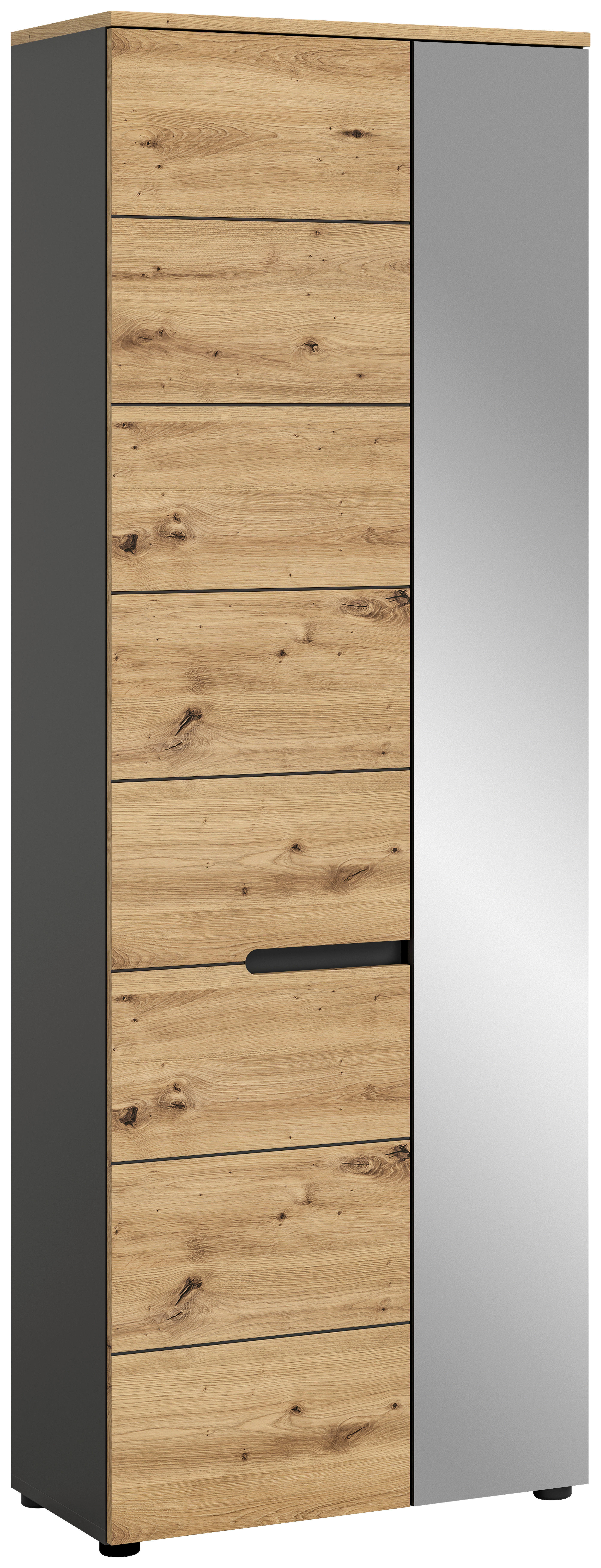 Garderobenschrank CANU edles Basaltgrau Nachbildung Eiche Artisan Nachbildung B/H/T: ca. 65x190x37 cm CANU - Eiche/edles Basaltgrau (65,00/190,00/37,00cm) - xonox.home