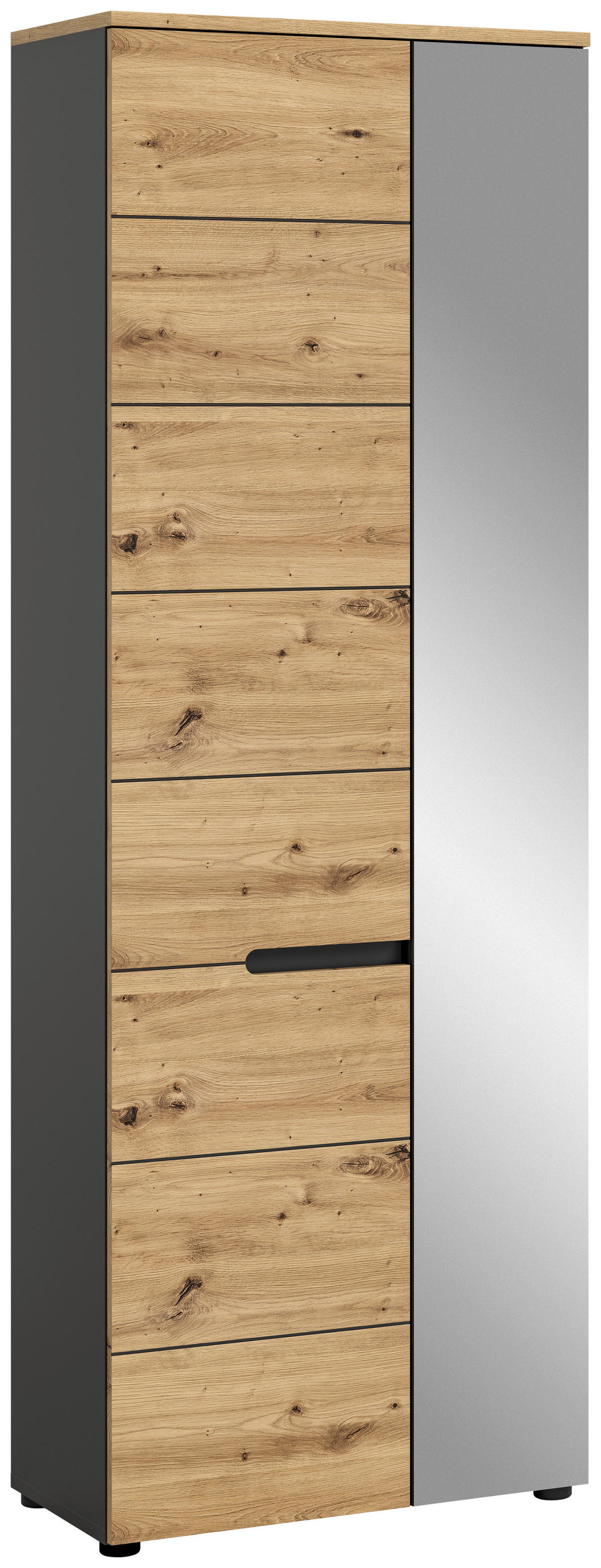 Garderobenschrank CANU edles Basaltgrau Nachbildung Eiche Artisan Nachbildung B/H/T: ca. 65x190x37 cm CANU - Eiche/edles Basaltgrau (65,00/190,00/37,00cm) - xonox.home