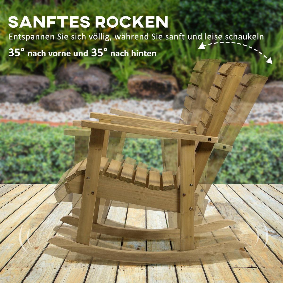 Outsunny Schaukelstuhl Schaukelstuhl - braun (64,00/86,00/85,00cm) - Outsunny