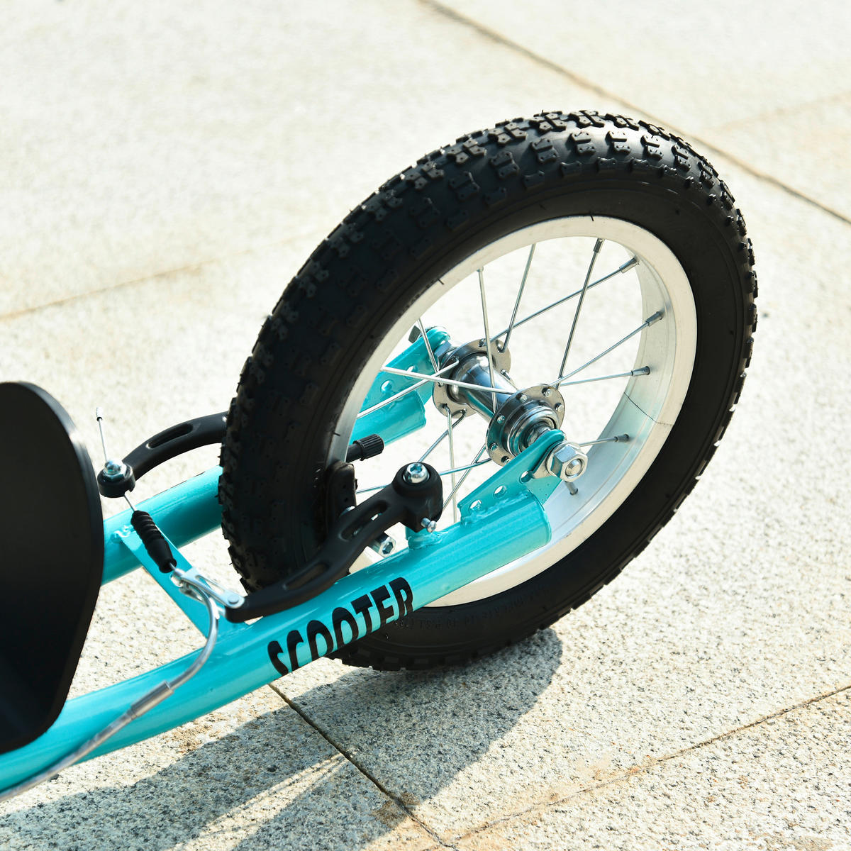 HOMCOM Kinderroller hellblau B/H/L: ca. 58x94x135 cm Kinderroller_mit_Handbremse - hellblau (135,00/58,00/94,00cm) - HOMCOM
