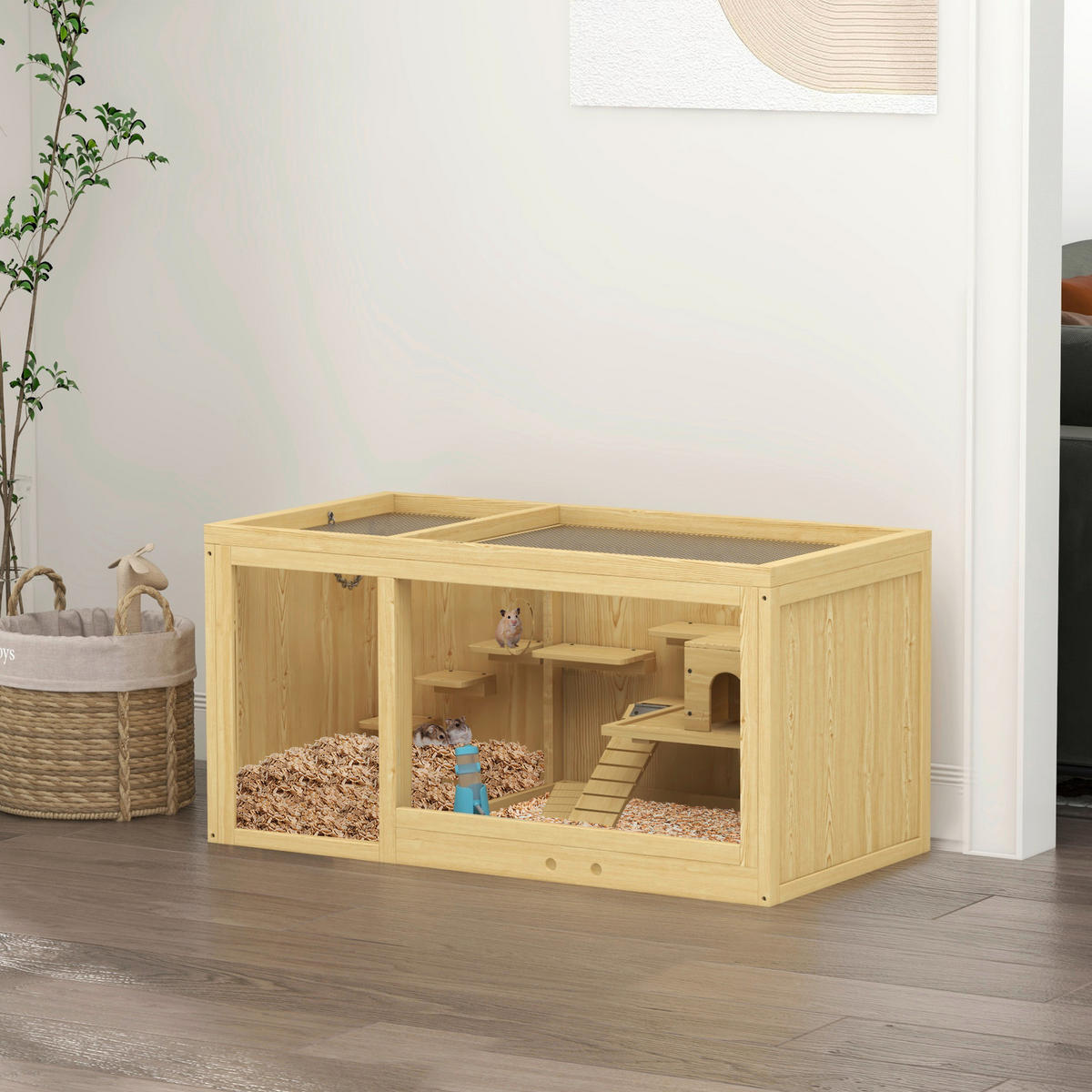 PawHut Tier-Zubehör natur Polypropylen B/H/L: ca. 50x100x50 cm Hamsterkäfig - natur (50,00/50,00/100,00cm) - PawHut
