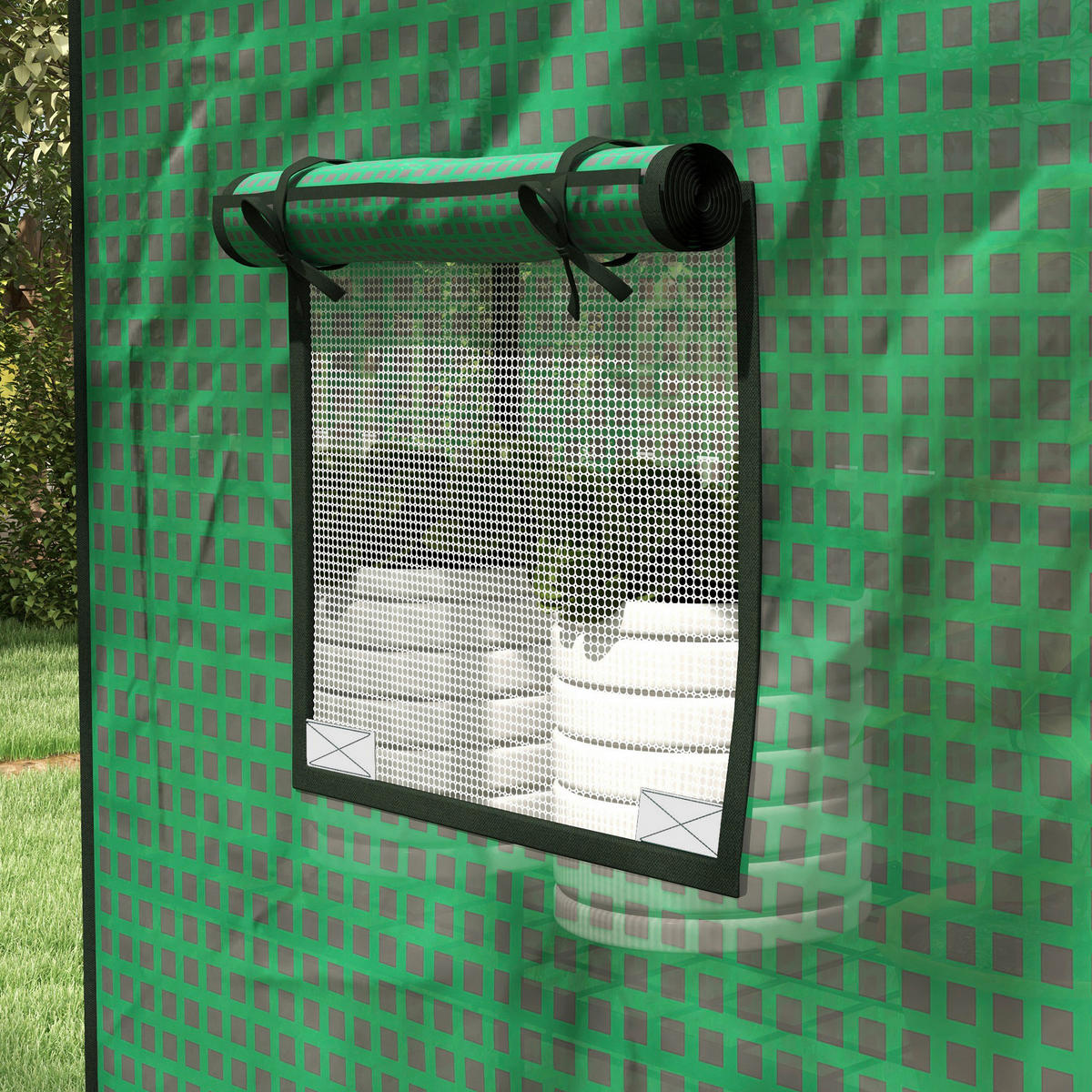 Outsunny Gewächshausfolie B/H/L: ca. 73x190x140 cm Gewächshausfolie - grün (140,00/73,00/190,00cm) - Outsunny