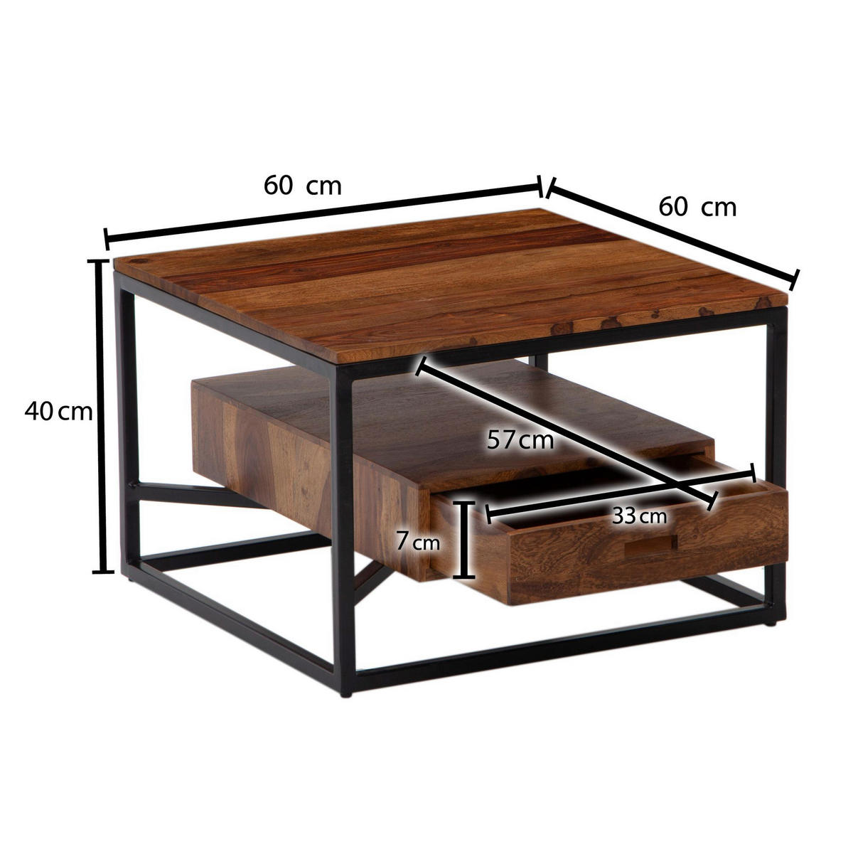 Couchtisch  B/H/T: ca. 60x40x60 cm Couchtisch - (60,00/40,00/60,00cm) - Wohnling