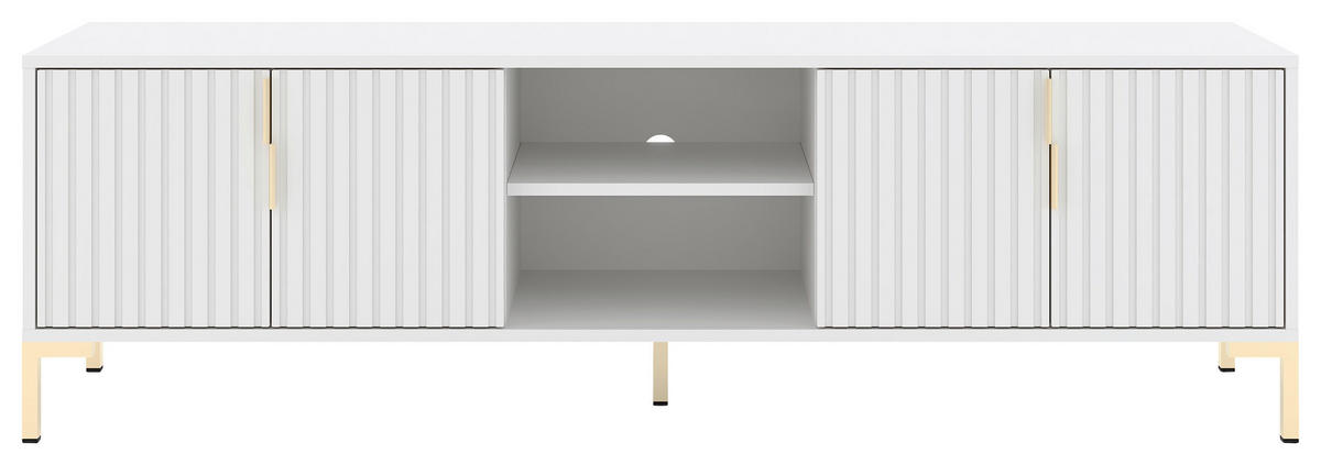 TV-Lowboard FLINN weiß matt gold Optik B/H/T: ca. 195x50x40 cm FLINN - gold/weiß (195,00/50,00/40,00cm) - WIPMEB