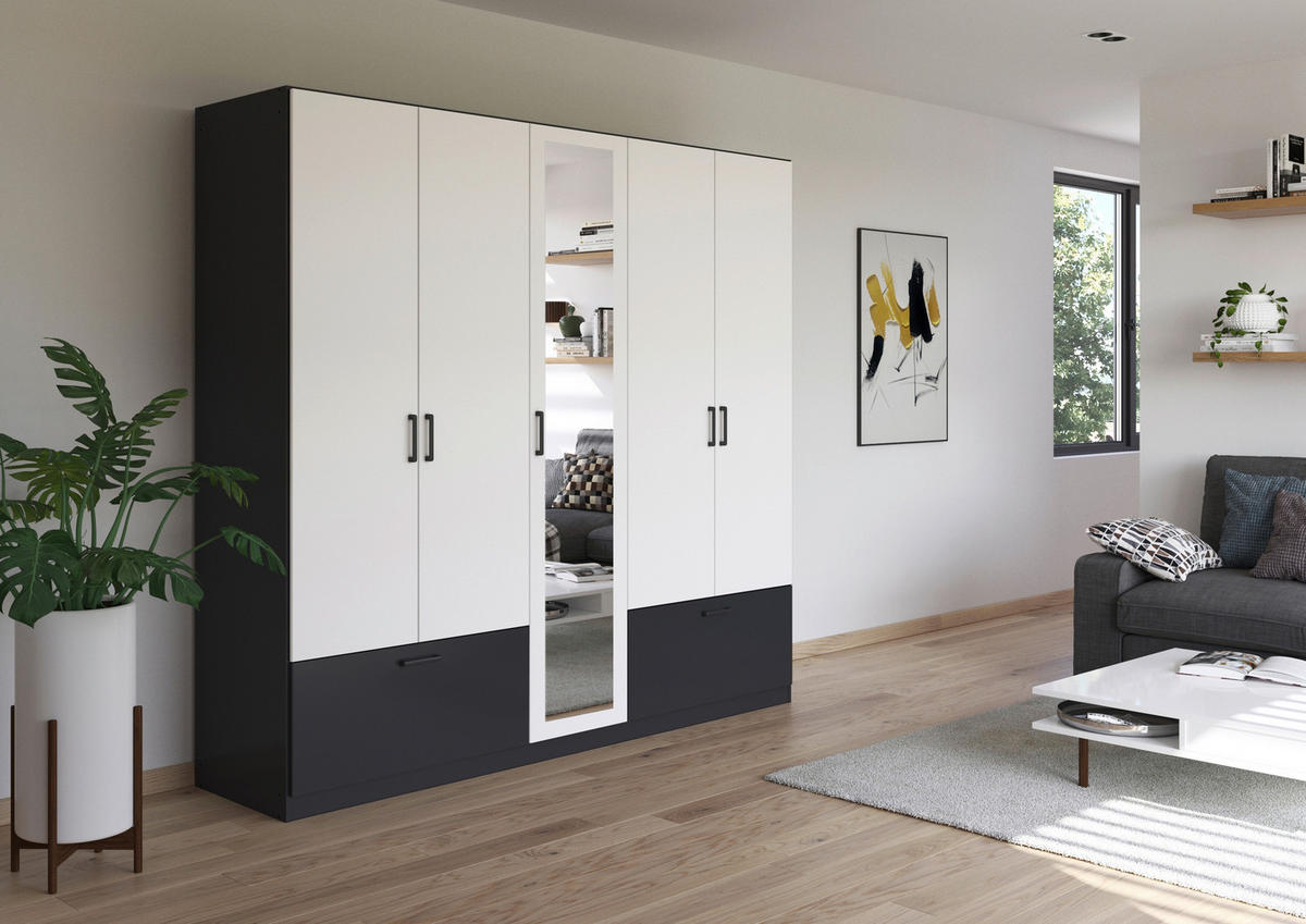 Kleiderschrank Jubi Alpinweiß grau B/H/T: ca. 226x210x54 cm Jubi - Alpinweiß/grau (226,00/210,00/54,00cm)